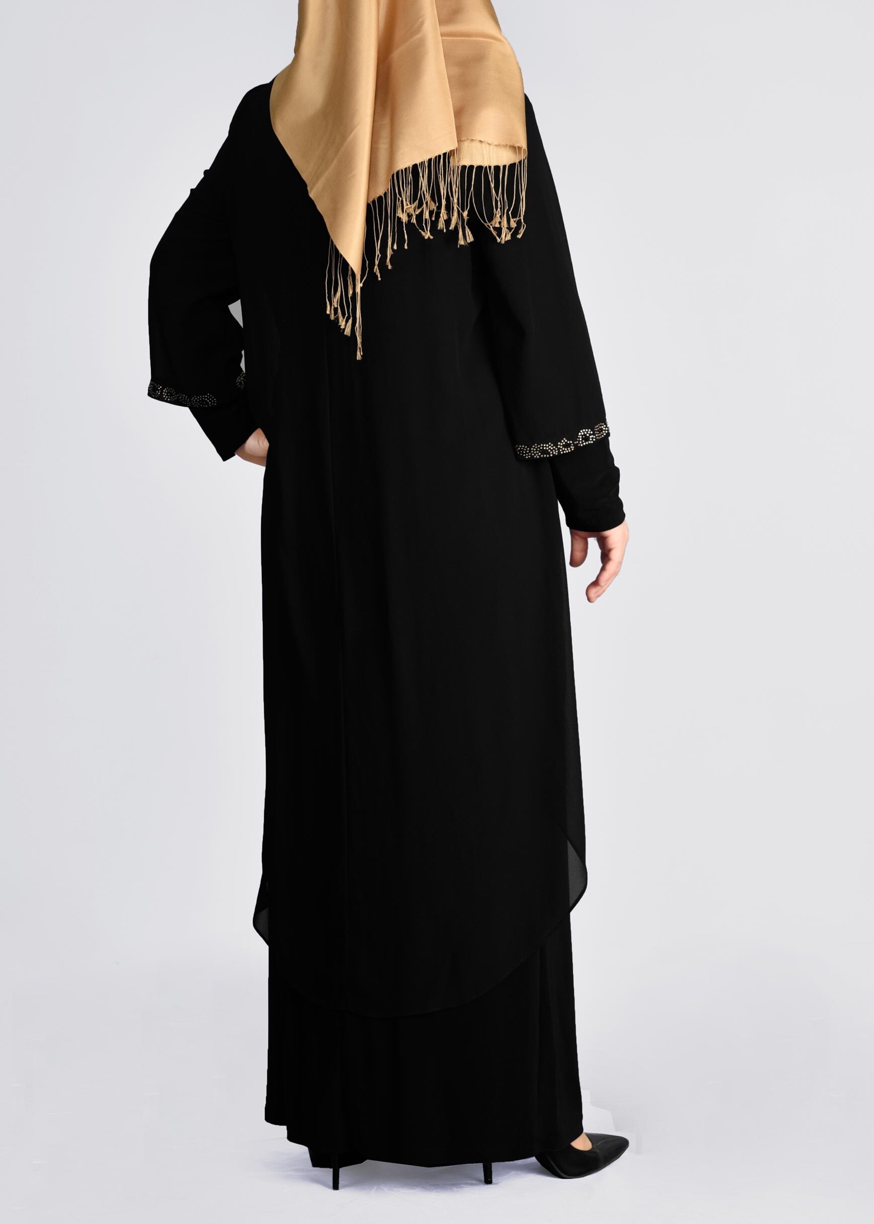 Tesettür giyim SİYAH 2729 VİZONA ELBİSE 44/50