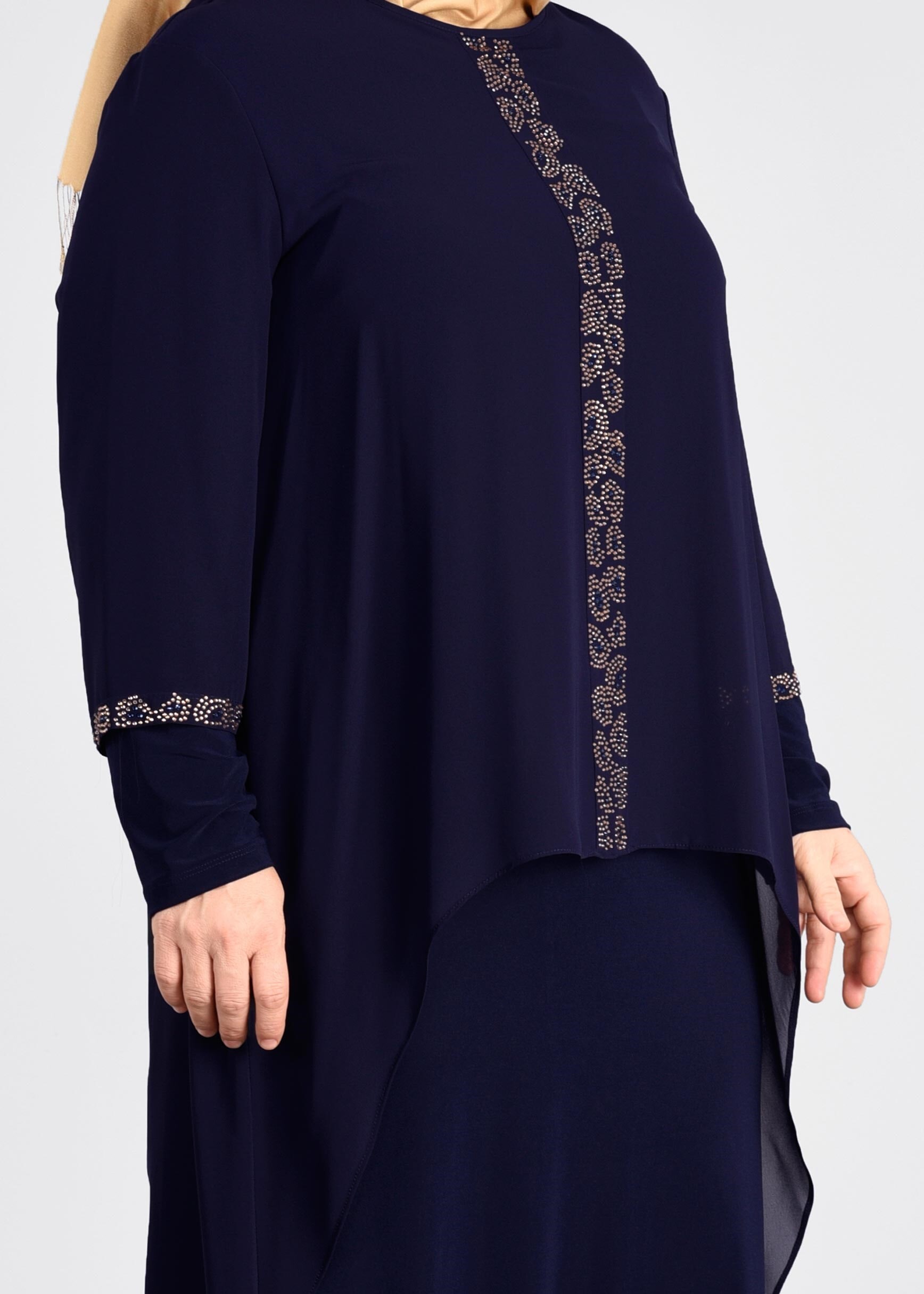 Tesettür giyim LACİVERT 2729 VİZONA ELBİSE 44/50