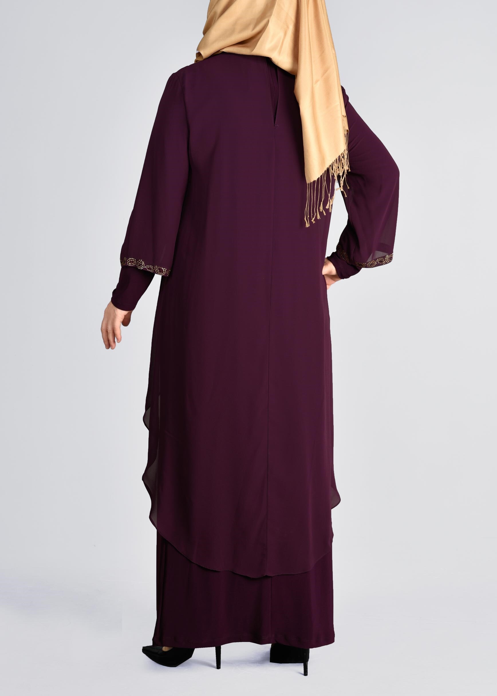 Tesettür giyim MÜRDÜM 2729 VİZONA ELBİSE 44/50