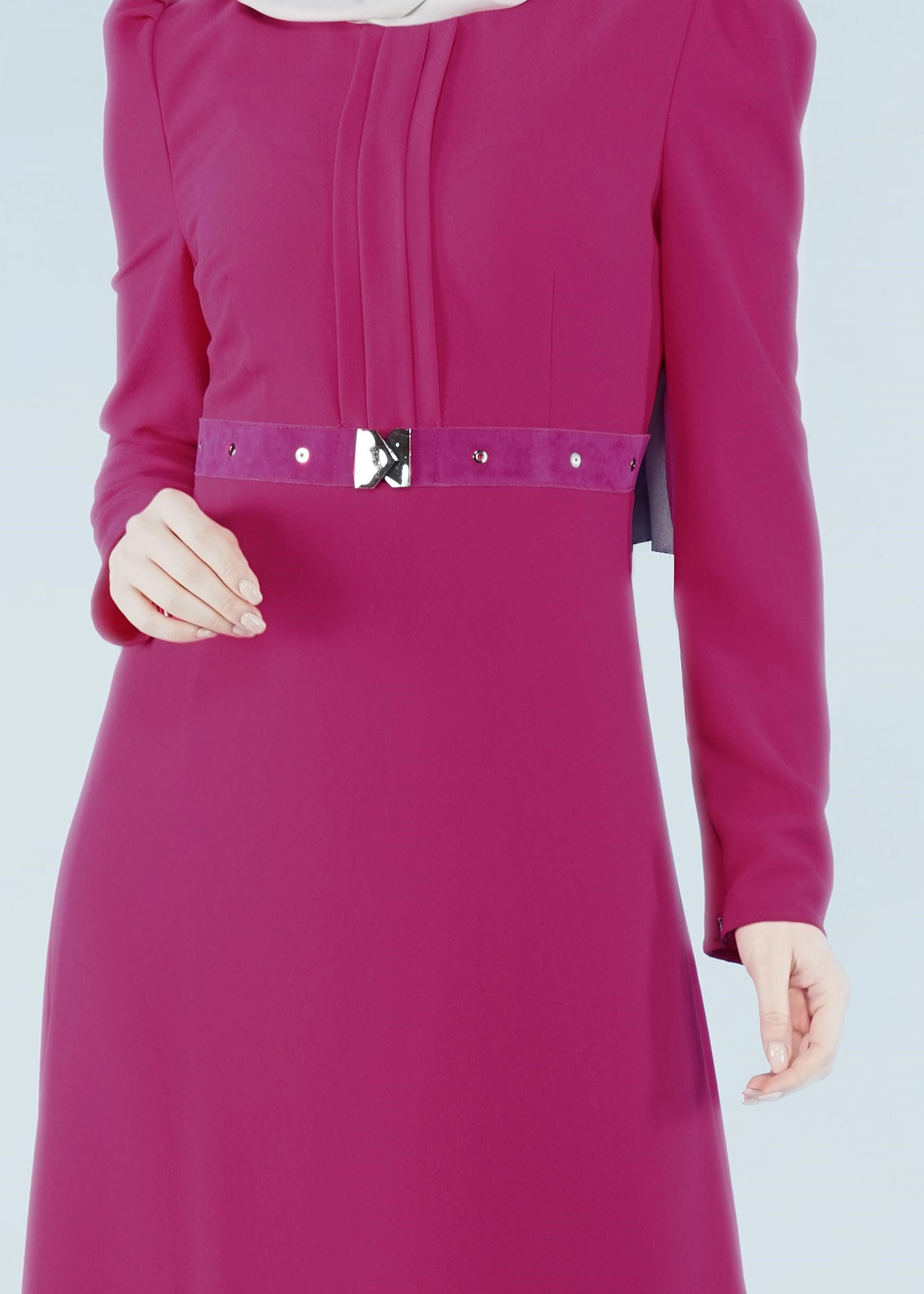 Tesettür giyim FUŞYA 4070 PİCASSO ELBİSE 38/44 TEK40