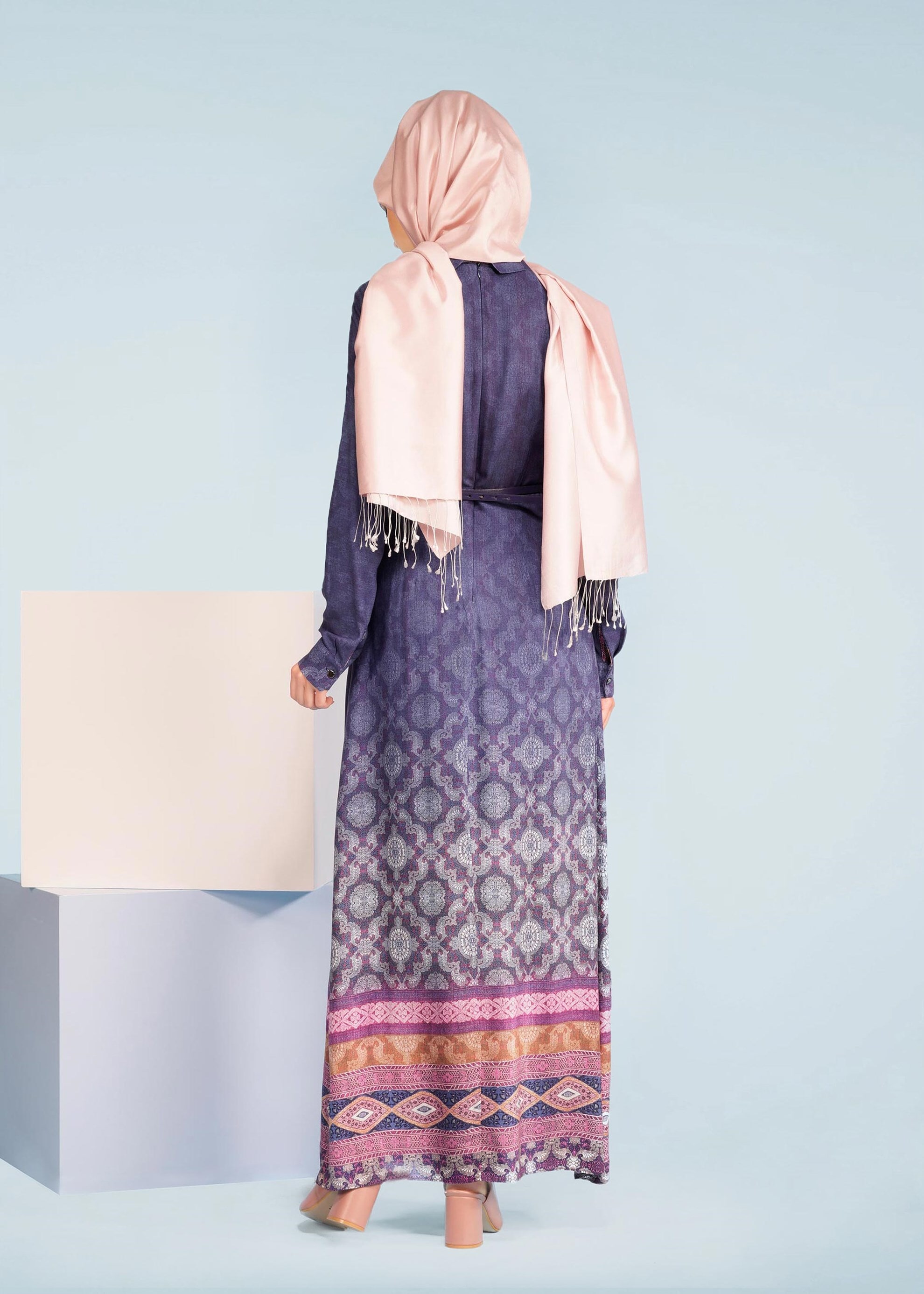 Tesettür giyim LACİVERT 4081 BELMANDO 10779 TESETTÜR  ELBİSE 38/44 TEK40