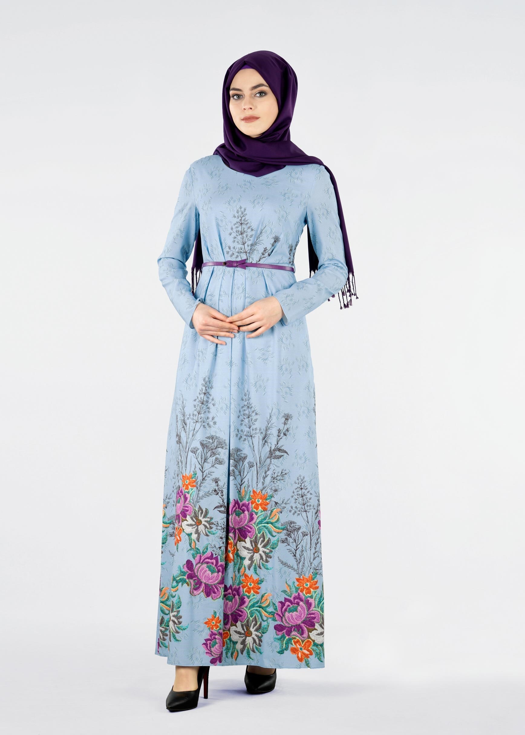 Tesettür giyim MAVİ 4090 LİKYA 30829 ELBİSE 38/44 TEK40