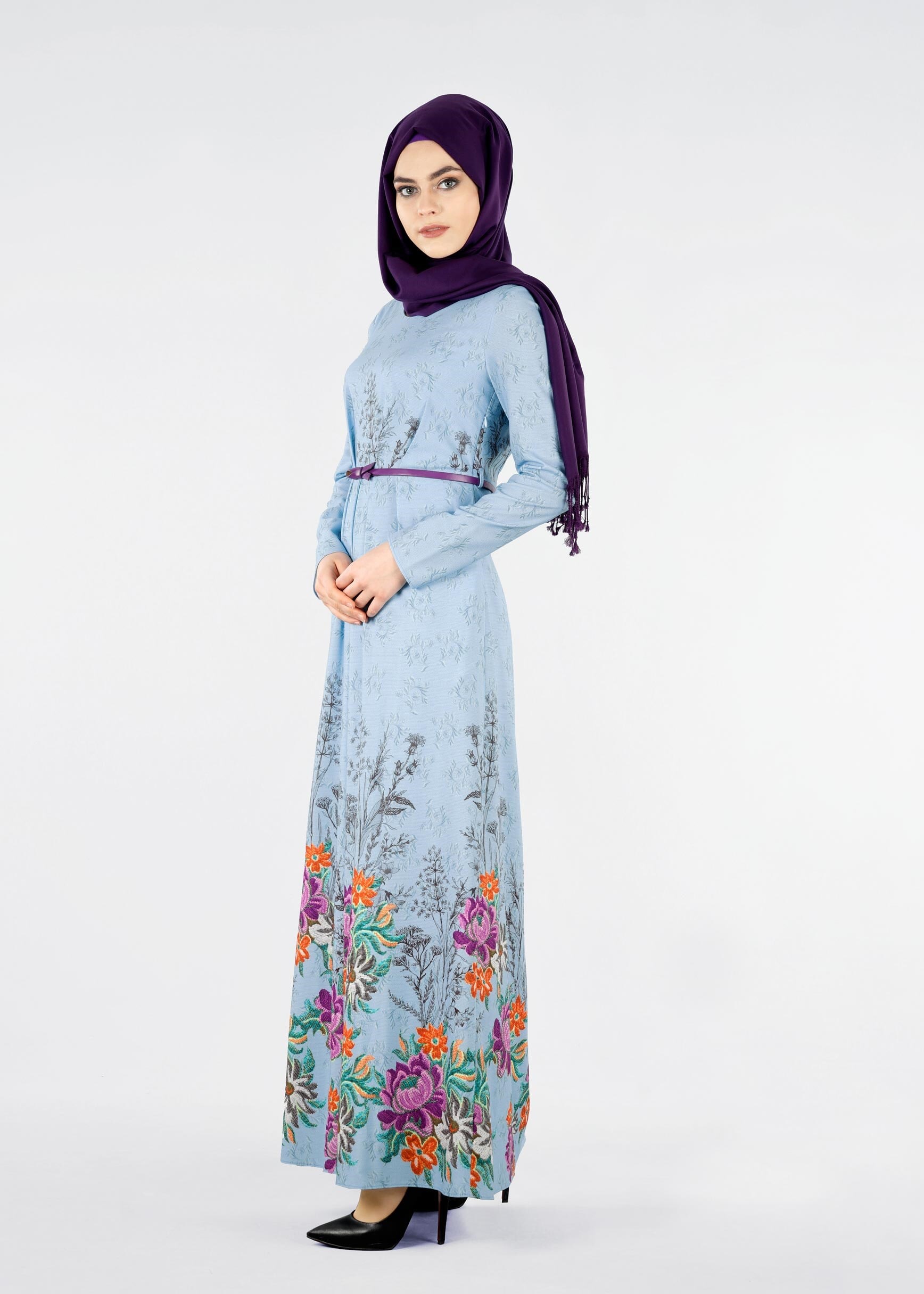 Tesettür giyim MAVİ 4090 LİKYA 30829 ELBİSE 38/44 TEK40