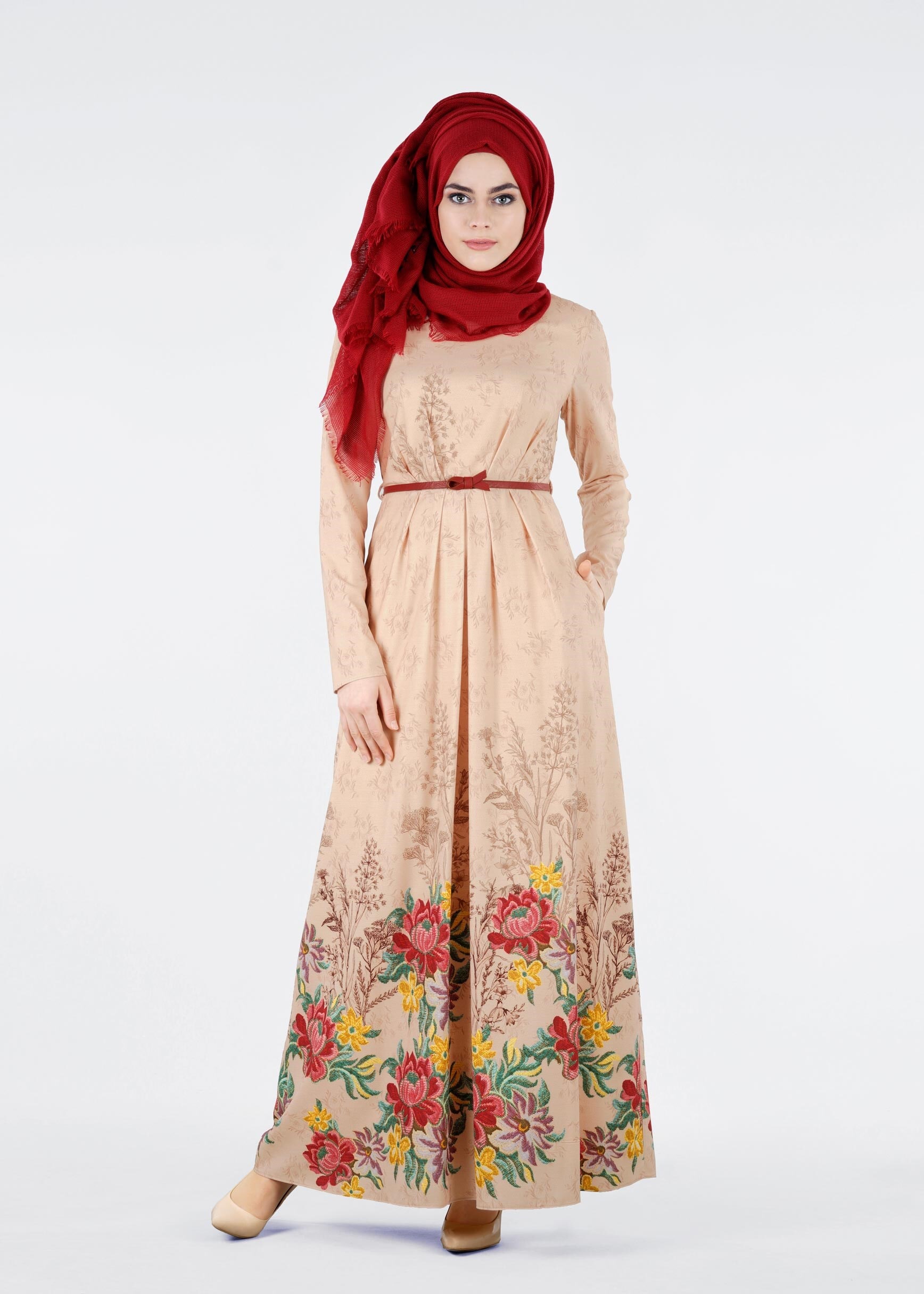 Tesettür giyim PUDRA 4090 LİKYA 30829 ELBİSE 38/44 TEK40