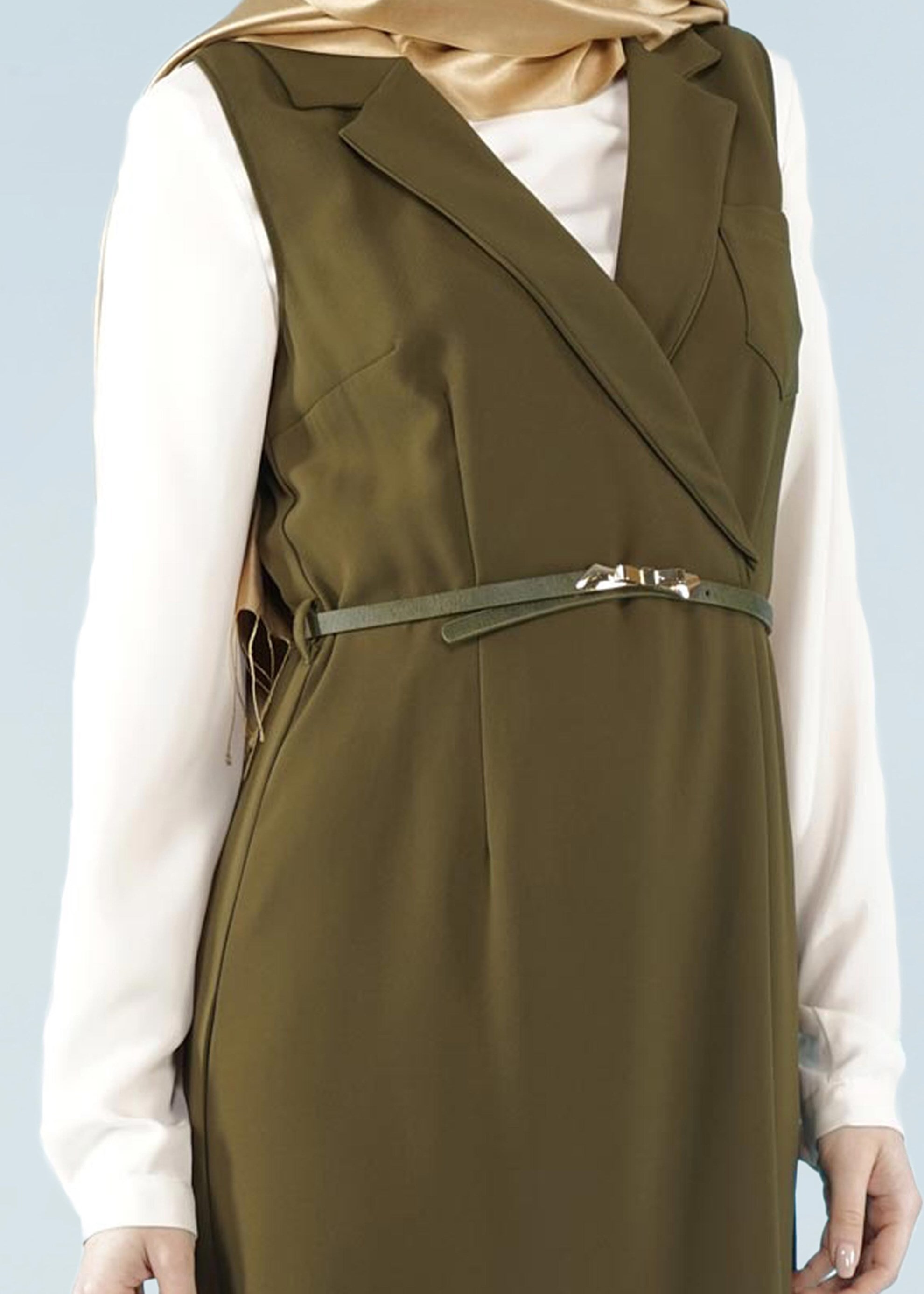 Tesettür giyim HAKİ 4093 ELVAN 3731 2&prime;Lİ ELBİSE 38/44 TEK38-36