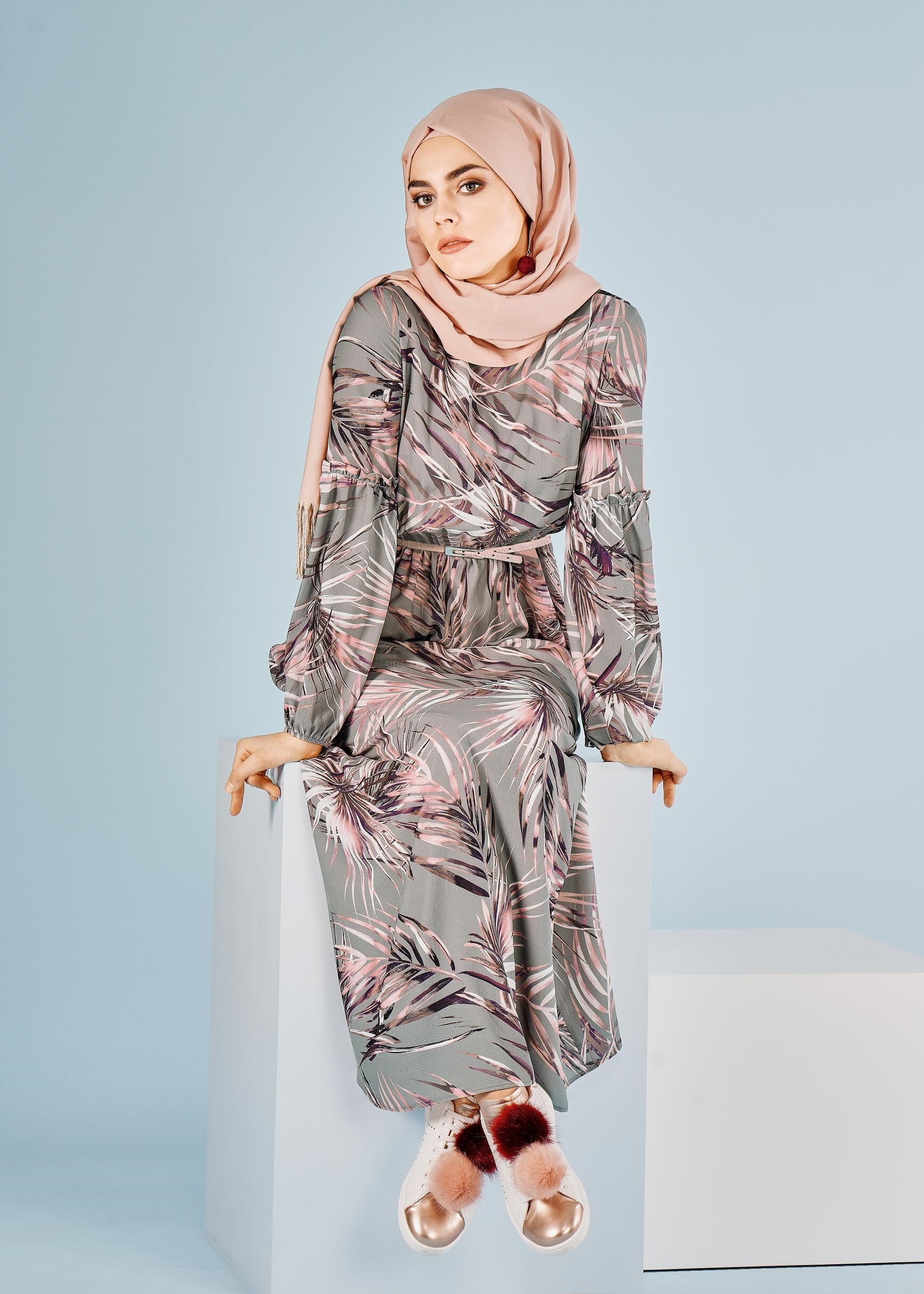 Tesettür giyim GRİ 4094 KOBE 23162 ELBİSE 36/42 TEK38