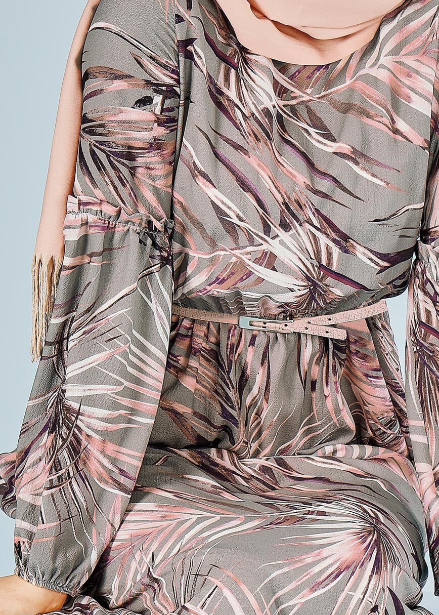 Tesettür giyim GRİ 4094 KOBE 23162 ELBİSE 36/42 TEK38