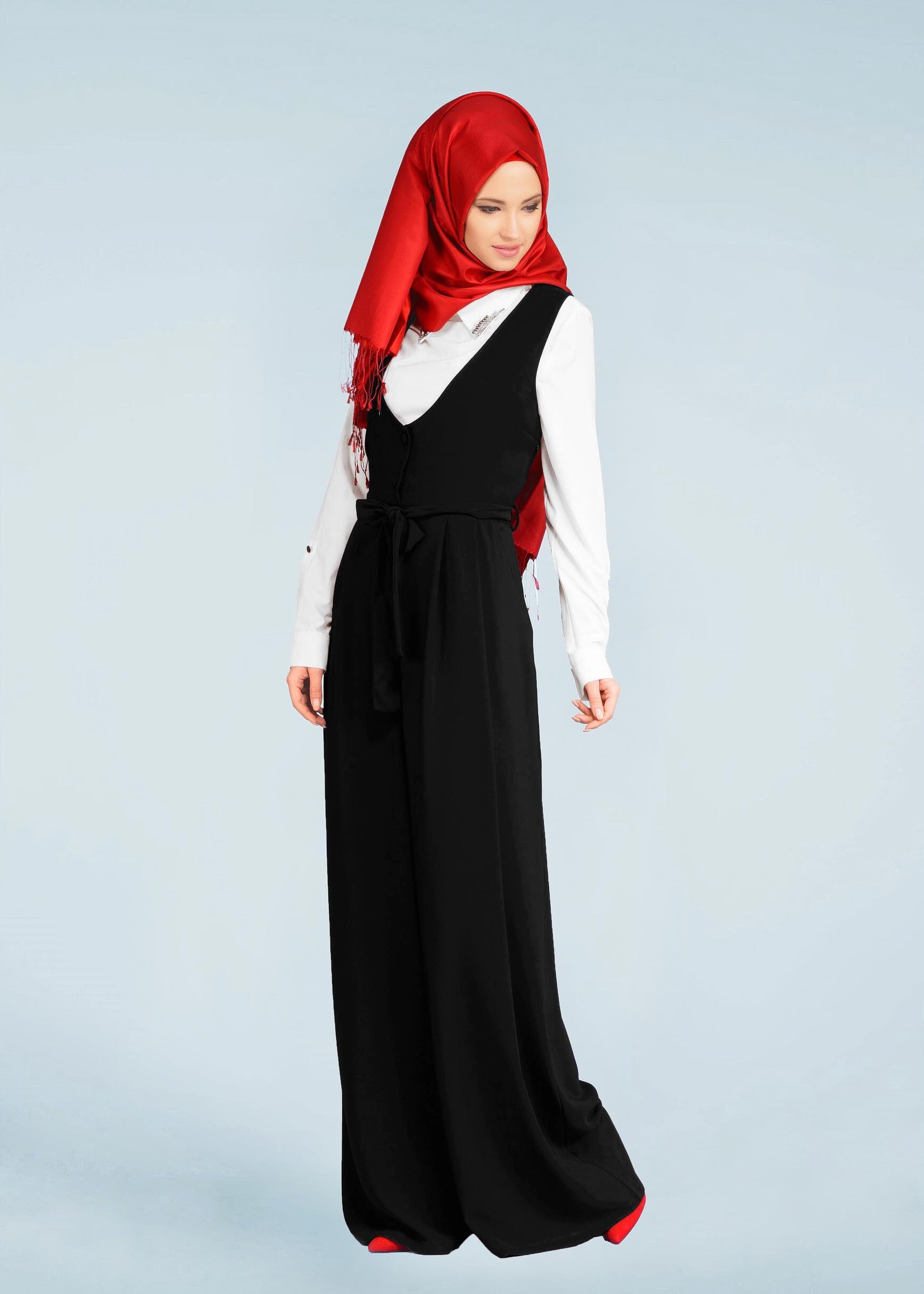 Tesettür giyim SİYAH 4101 DOLMABAHÇE 2&prime;Lİ TULUM 38/42 TEK38