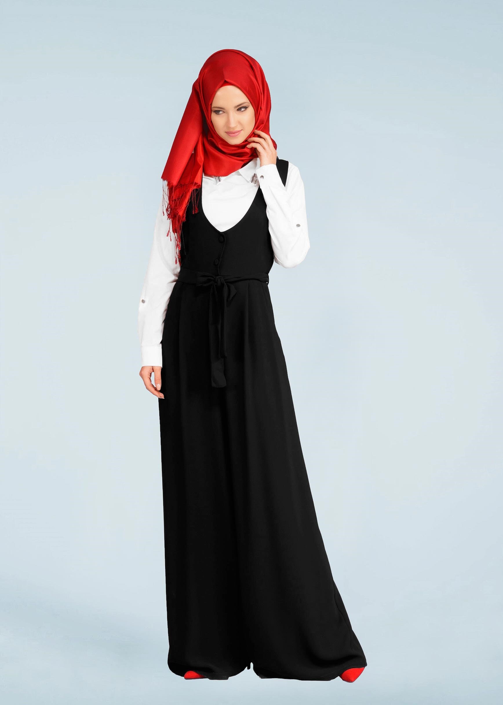 Tesettür giyim SİYAH 4101 DOLMABAHÇE 2&prime;Lİ TULUM 38/42 TEK38