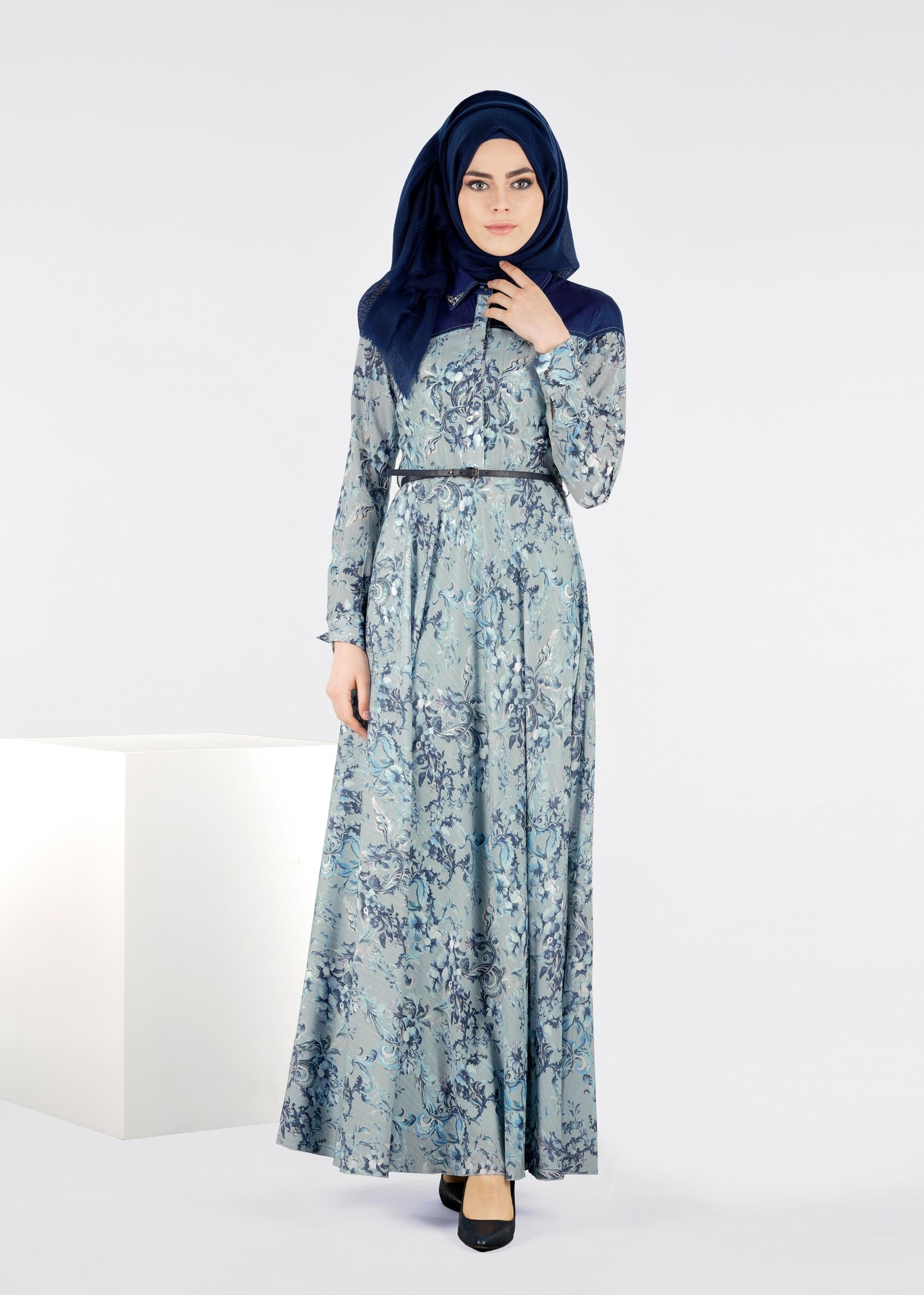 Tesettür giyim MAVİ 4103 ROSA 11354 ELBİSE 38/44(38-40)
