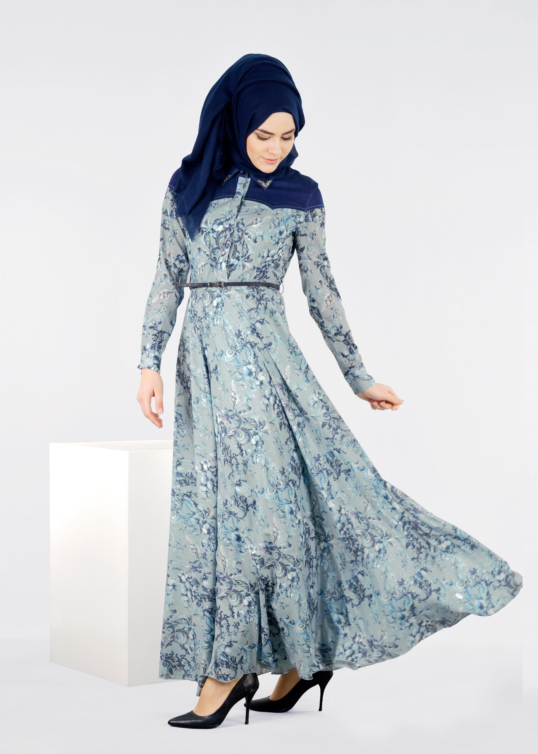 Tesettür giyim MAVİ 4103 ROSA 11354 ELBİSE 38/44(38-40)
