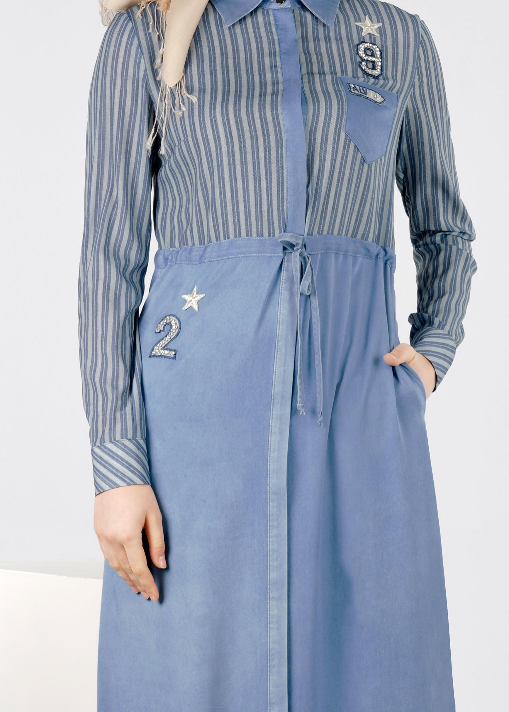 Tesettür giyim MAVİ 4104 ROSA 11355 ELBİSE 36/44