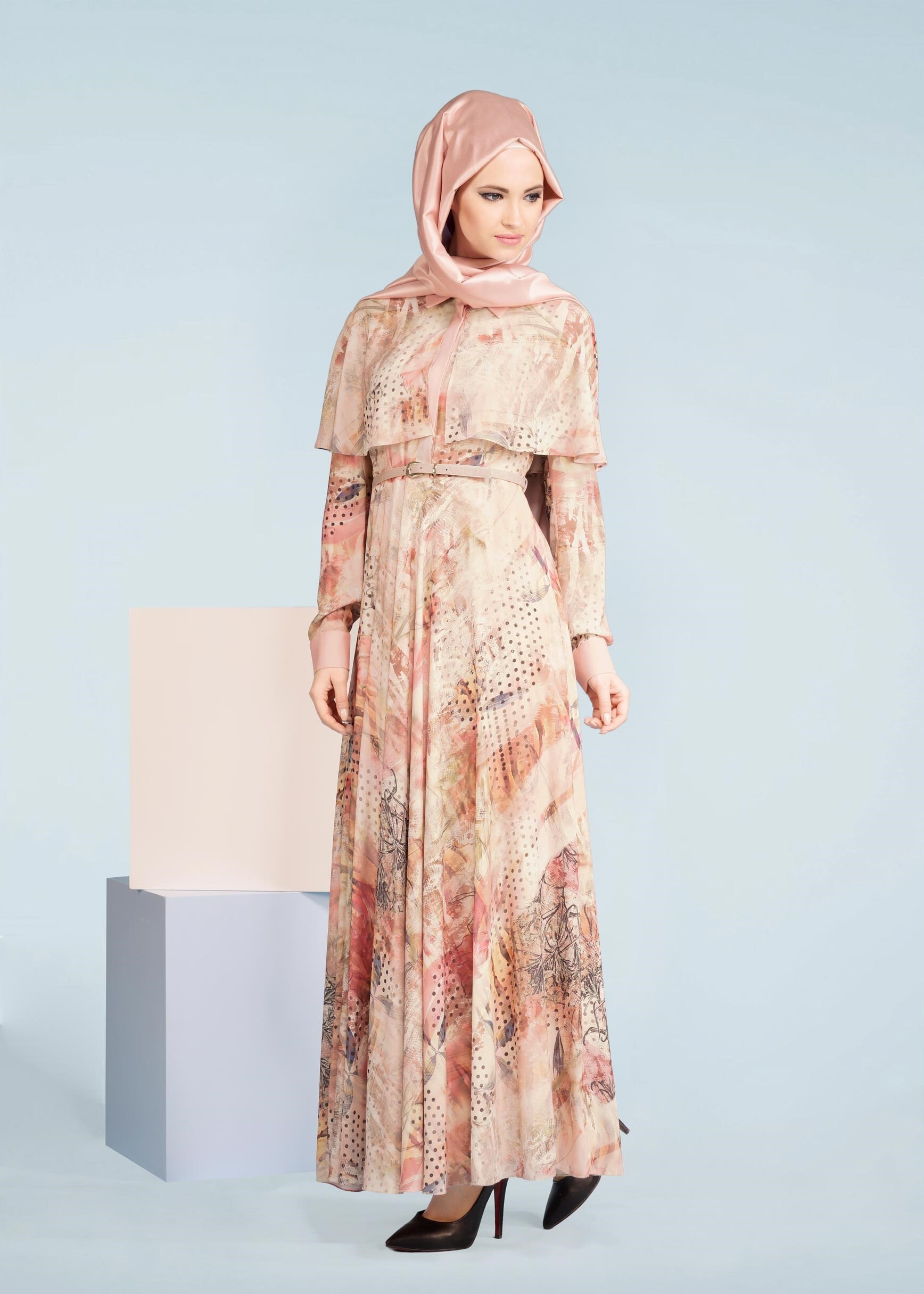 Tesettür giyim PUDRA 4105 MAGLİA 11174 TESETTÜR ELBİSE 38/44 TEK38