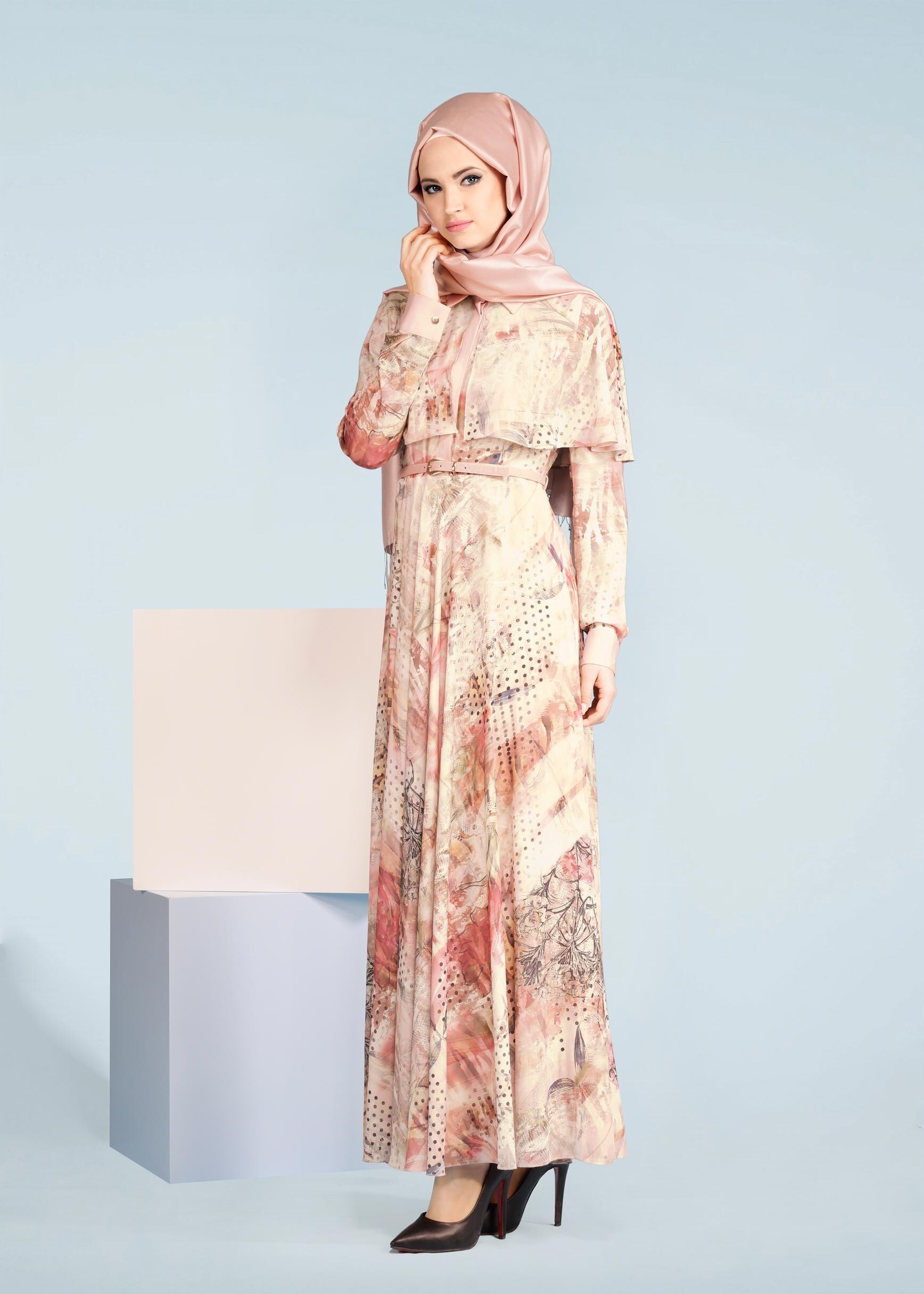 Tesettür giyim PUDRA 4105 MAGLİA 11174 TESETTÜR ELBİSE 38/44 TEK38