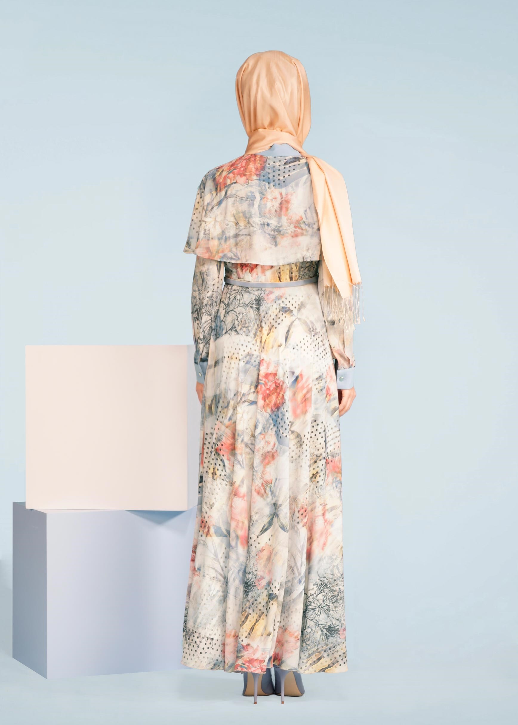 Tesettür giyim MAVİ 4105 MAGLİA 11174 TESETTÜR ELBİSE 38/44 TEK38