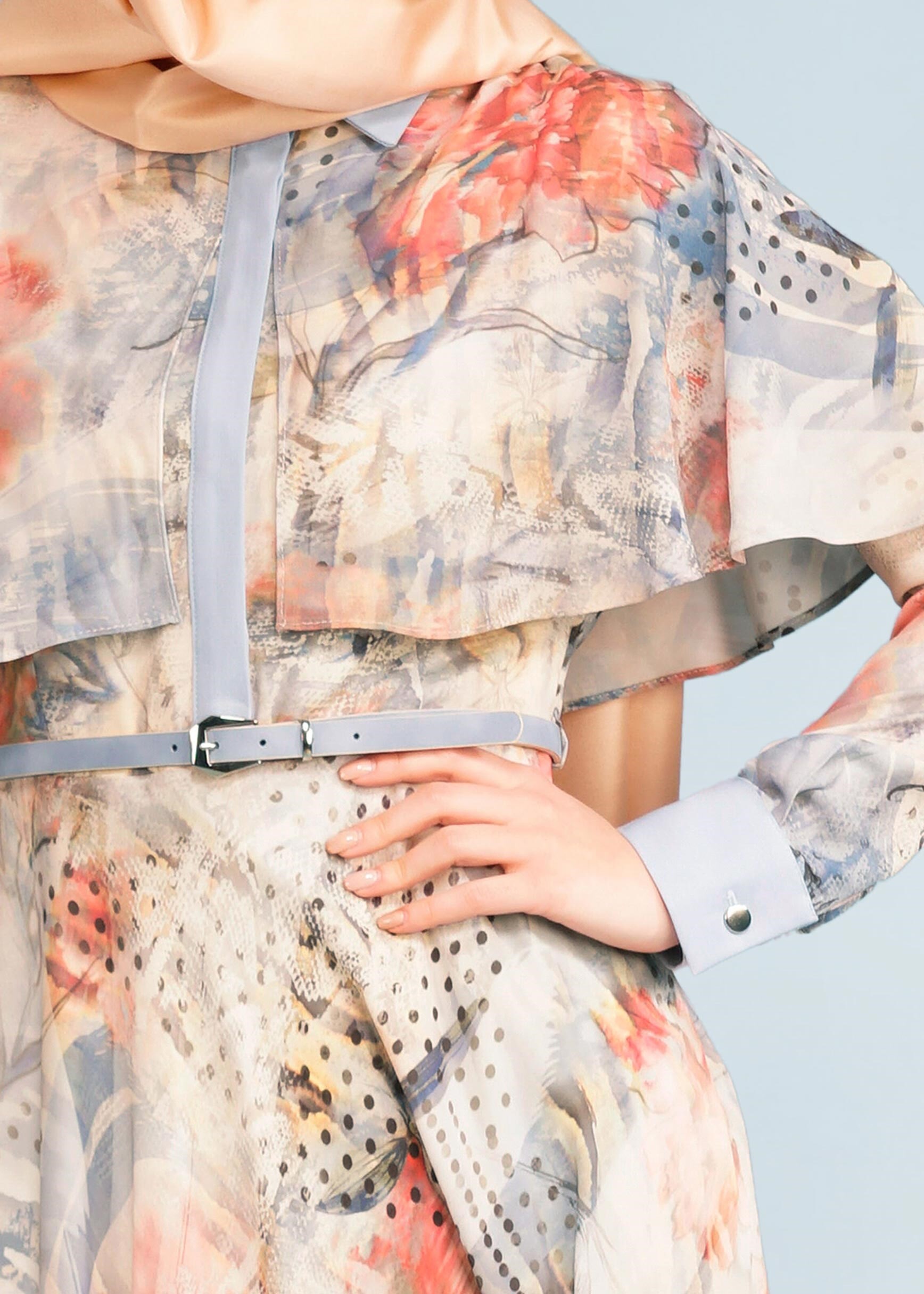 Tesettür giyim MAVİ 4105 MAGLİA 11174 TESETTÜR ELBİSE 38/44 TEK38