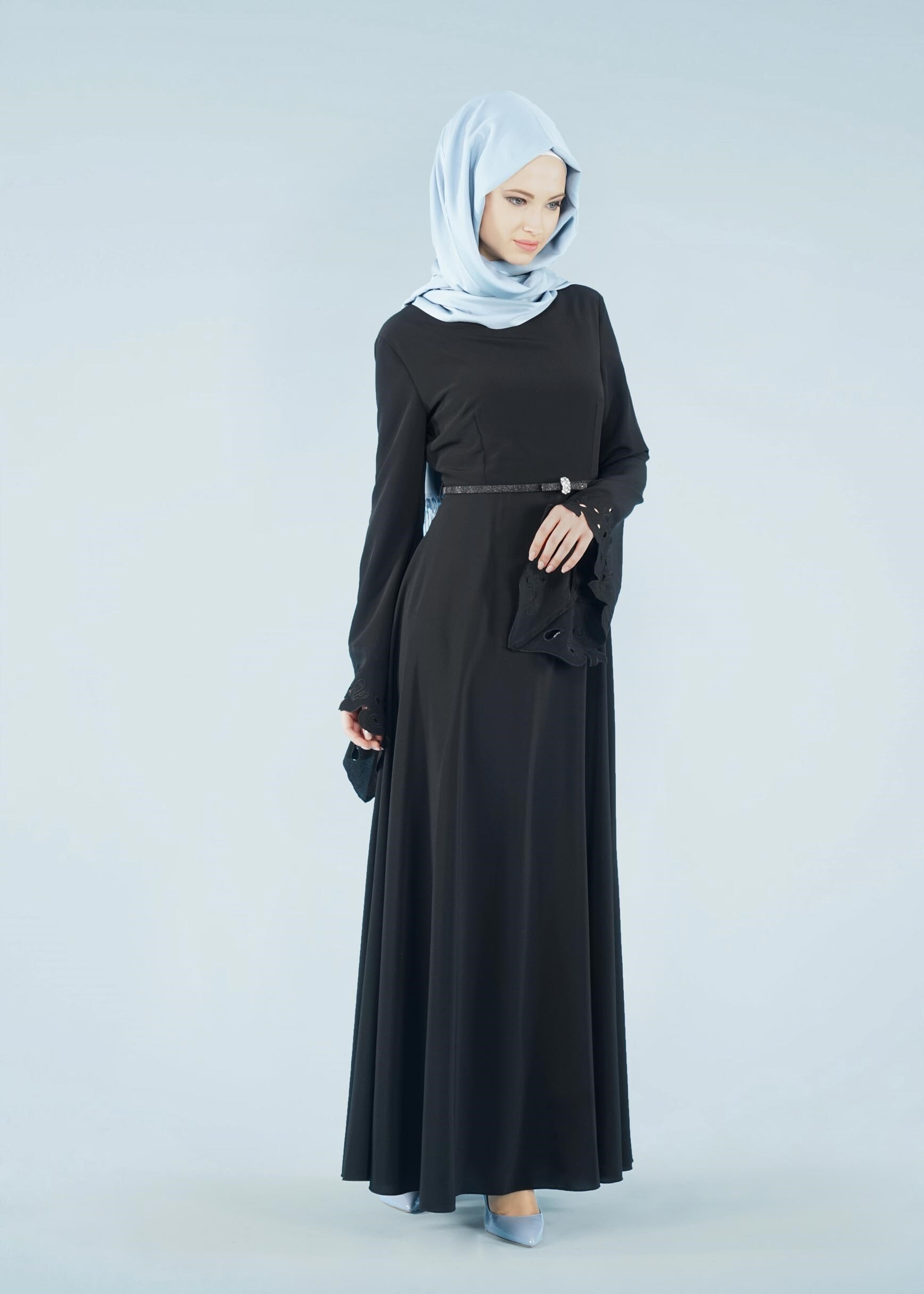 Tesettür giyim SİYAH 4113 CRİSS ELBİSE 38/46 TEK40-42