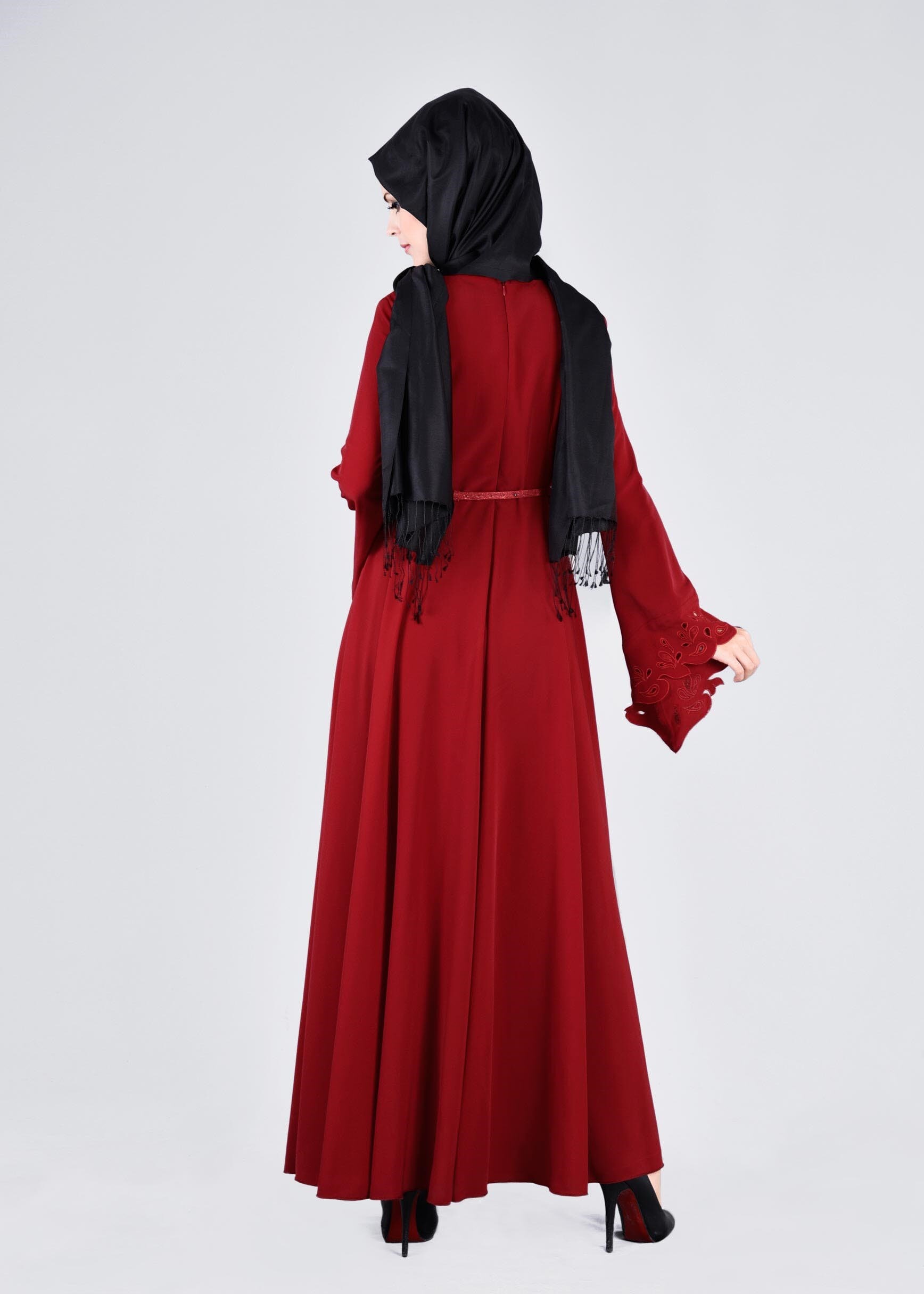 Tesettür giyim BORDO 4113 CRİSS ELBİSE 38/46 TEK40-42