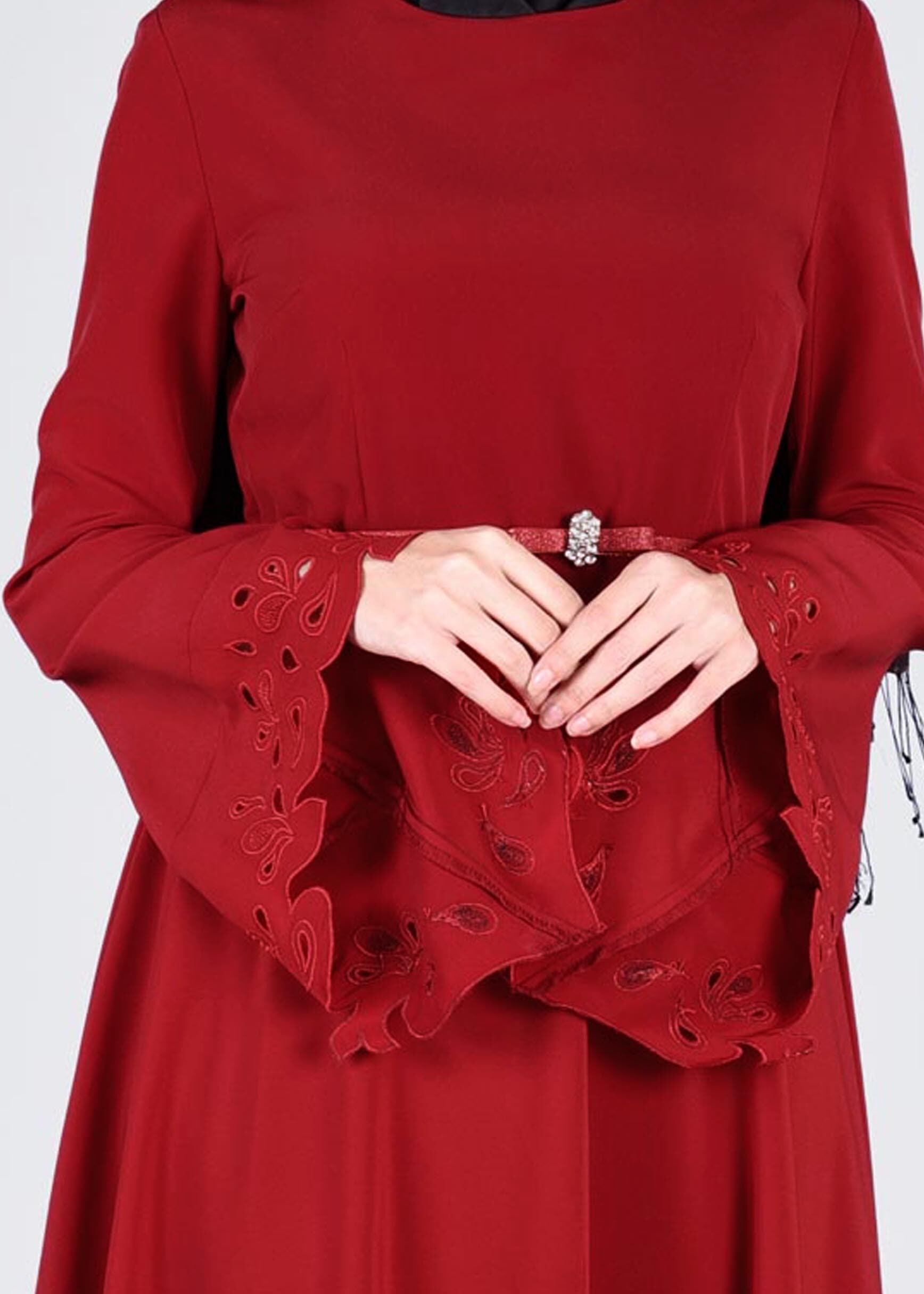 Tesettür giyim BORDO 4113 CRİSS ELBİSE 38/46 TEK40-42