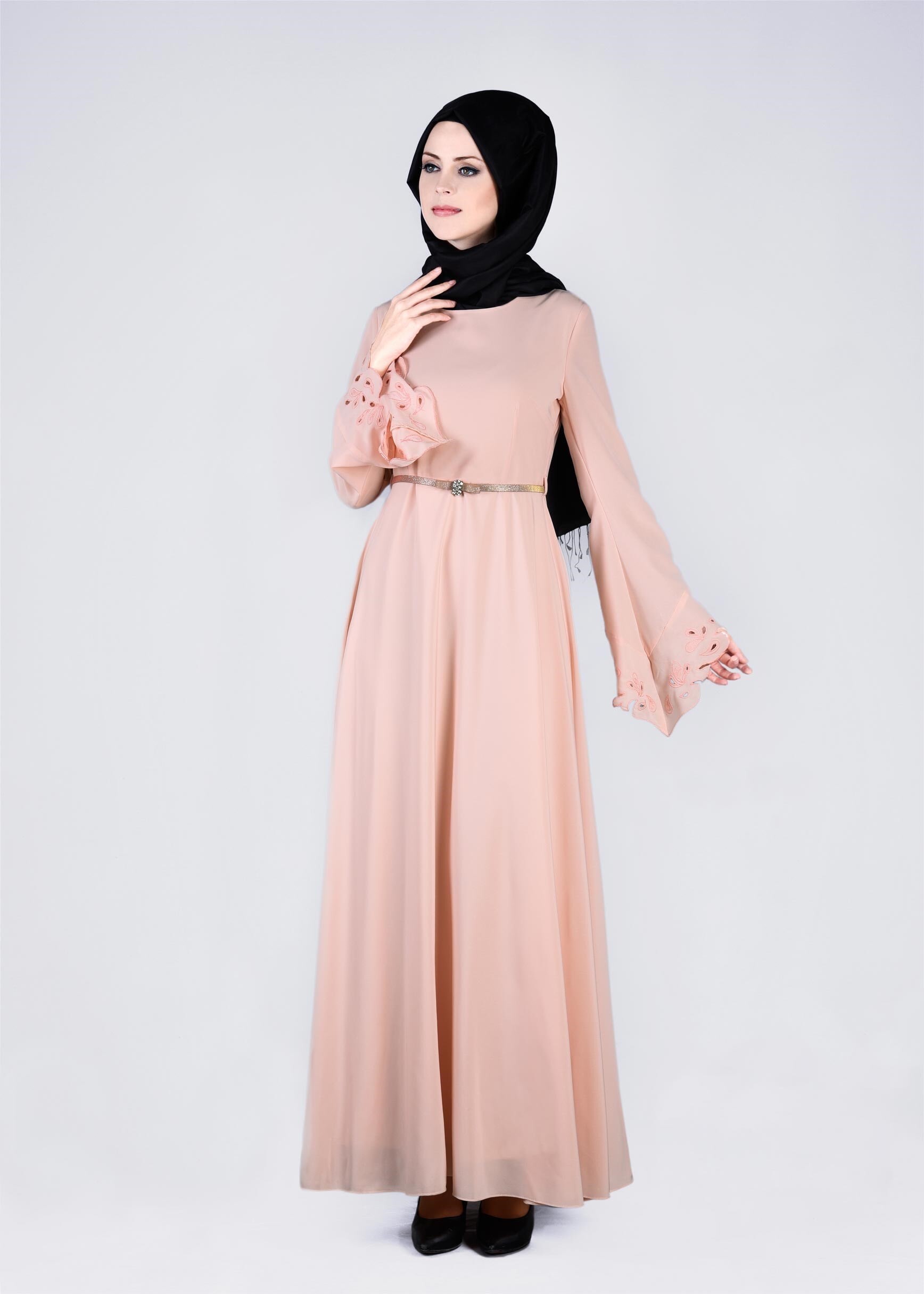 Tesettür giyim PUDRA 4113 CRİSS ELBİSE 38/46 TEK40-42