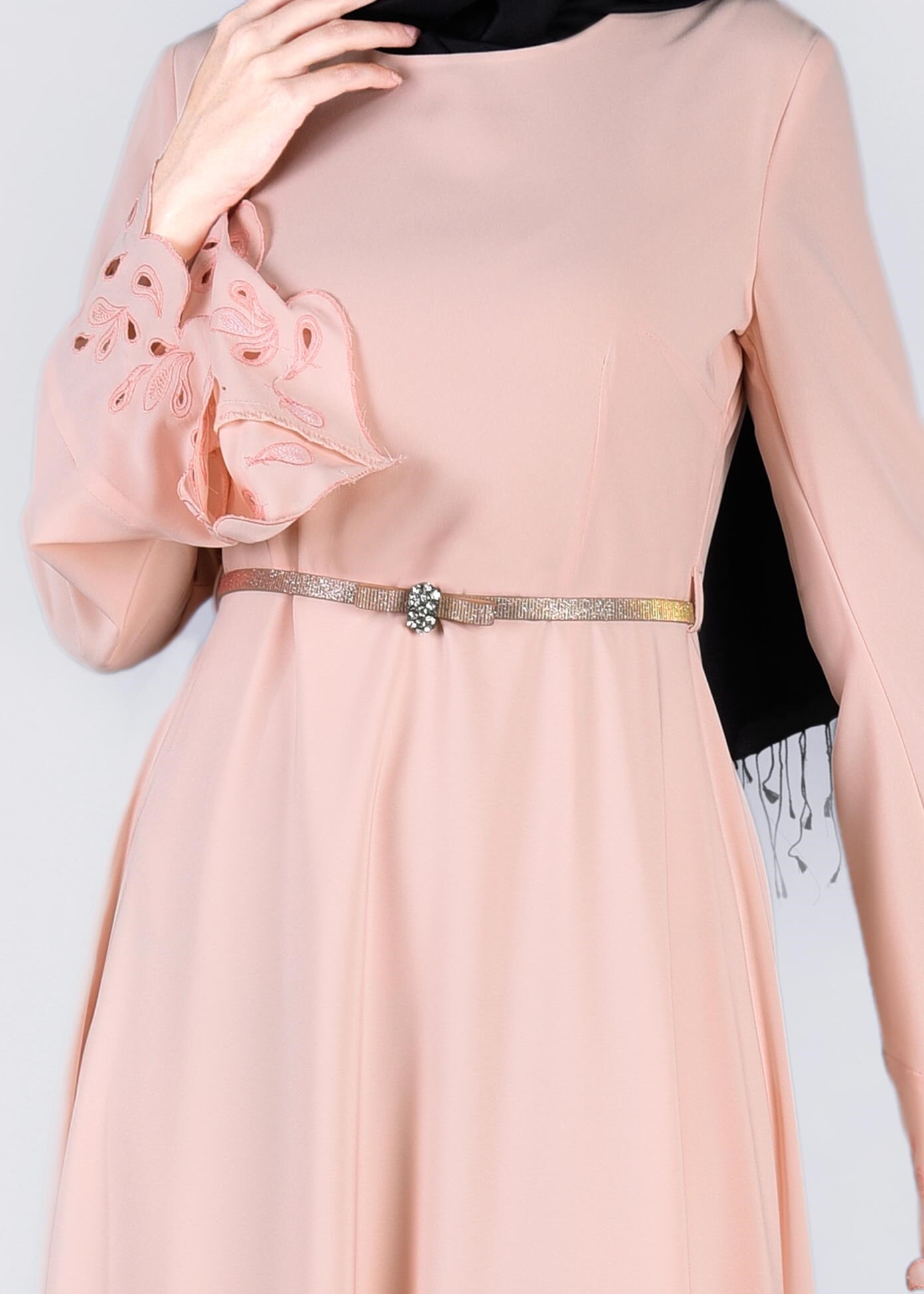 Tesettür giyim PUDRA 4113 CRİSS ELBİSE 38/46 TEK40-42