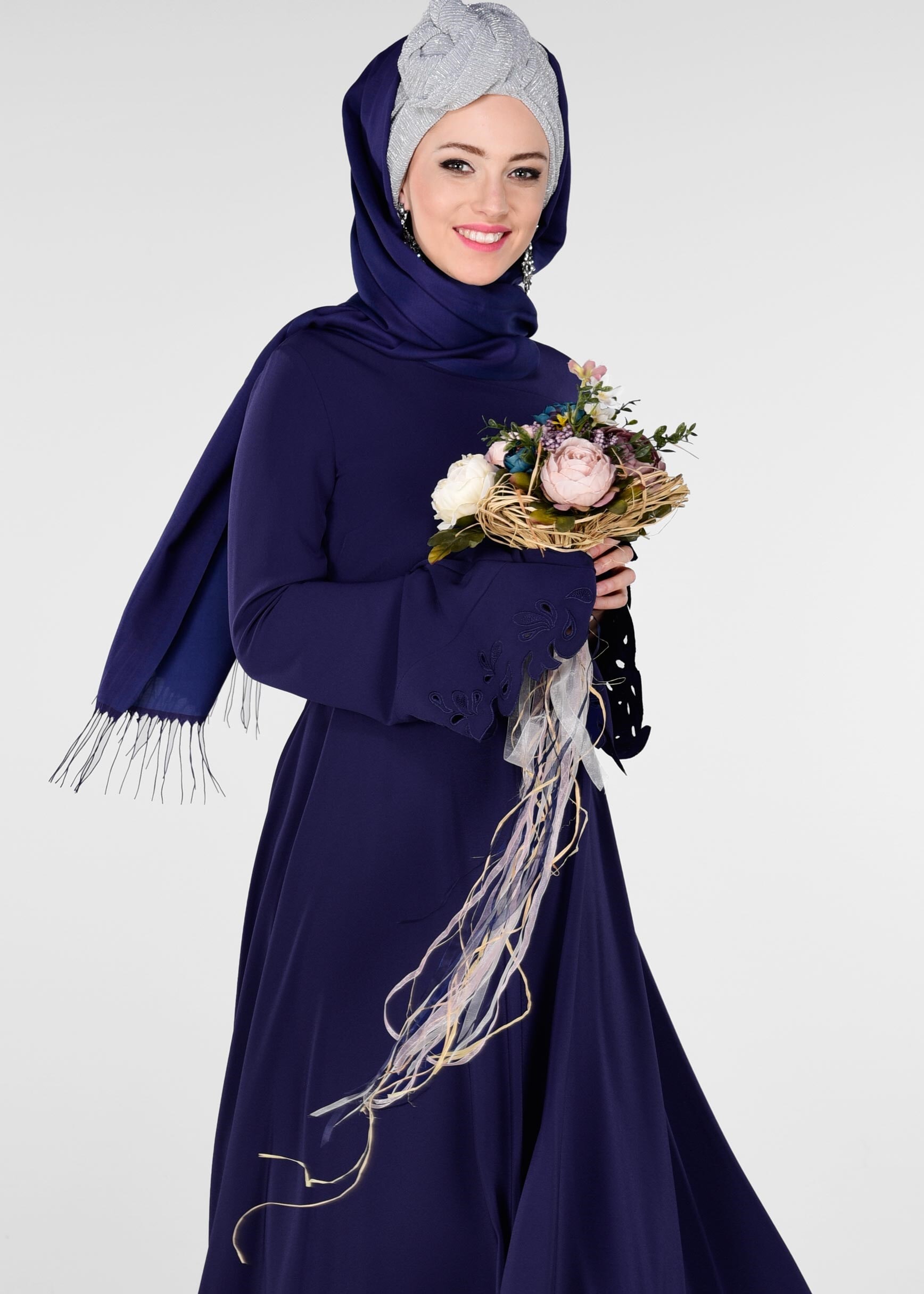 Tesettür giyim LACİVERT 4113 CRİSS ELBİSE 38/46 TEK40-42