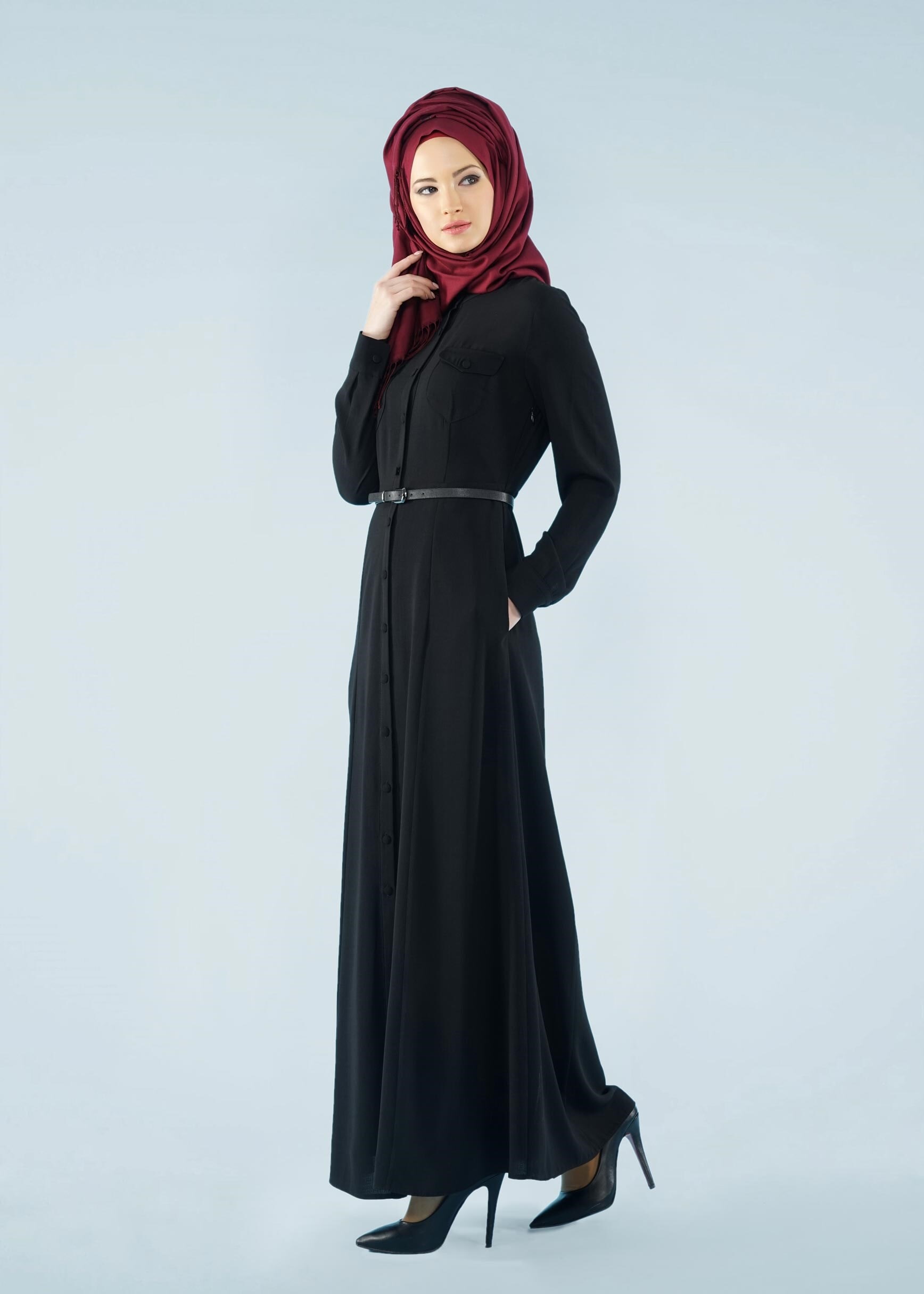 Tesettür giyim SİYAH 4122 7785 Tesettür Elbise 38/44 TEK40