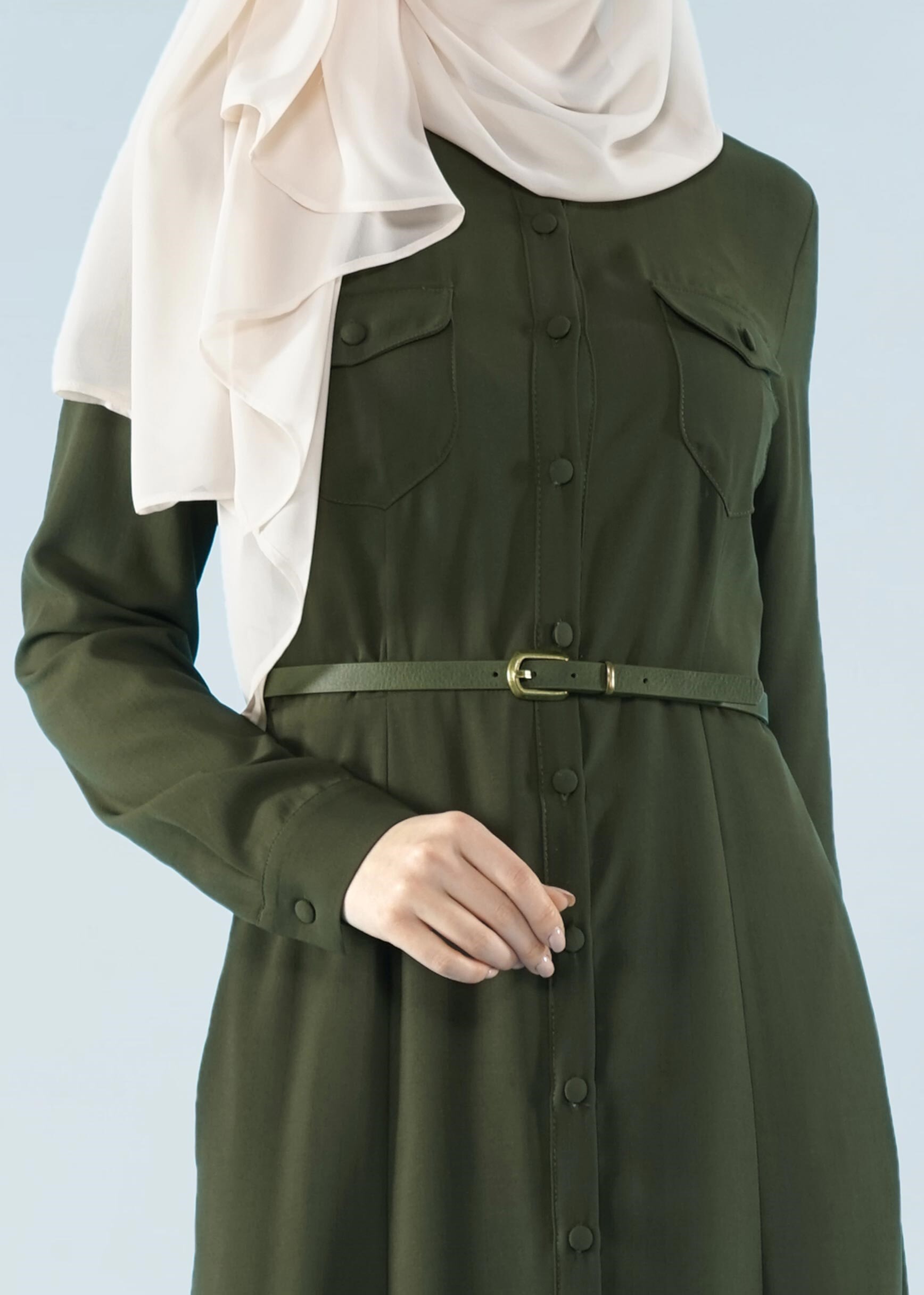 Tesettür giyim HAKİ 4122 7785 Tesettür Elbise 38/44 TEK40