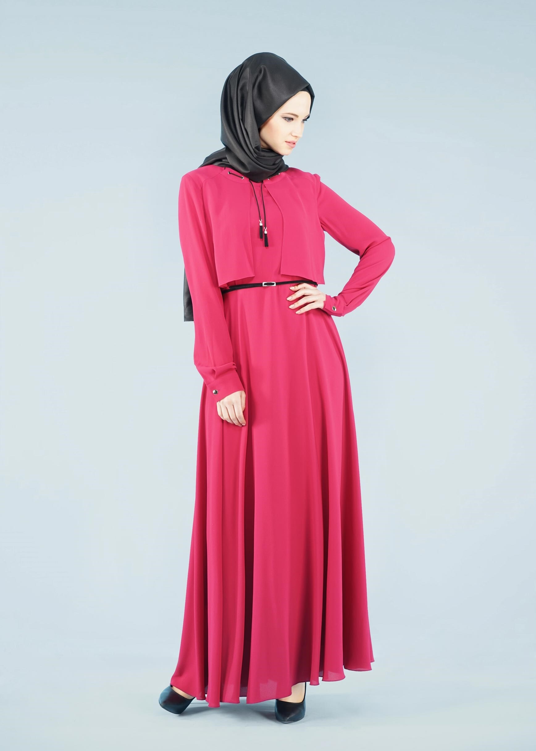 Tesettür giyim FUŞYA 4124 NİŞANTAŞI ELBİSE 36/42(38-40) TEK42