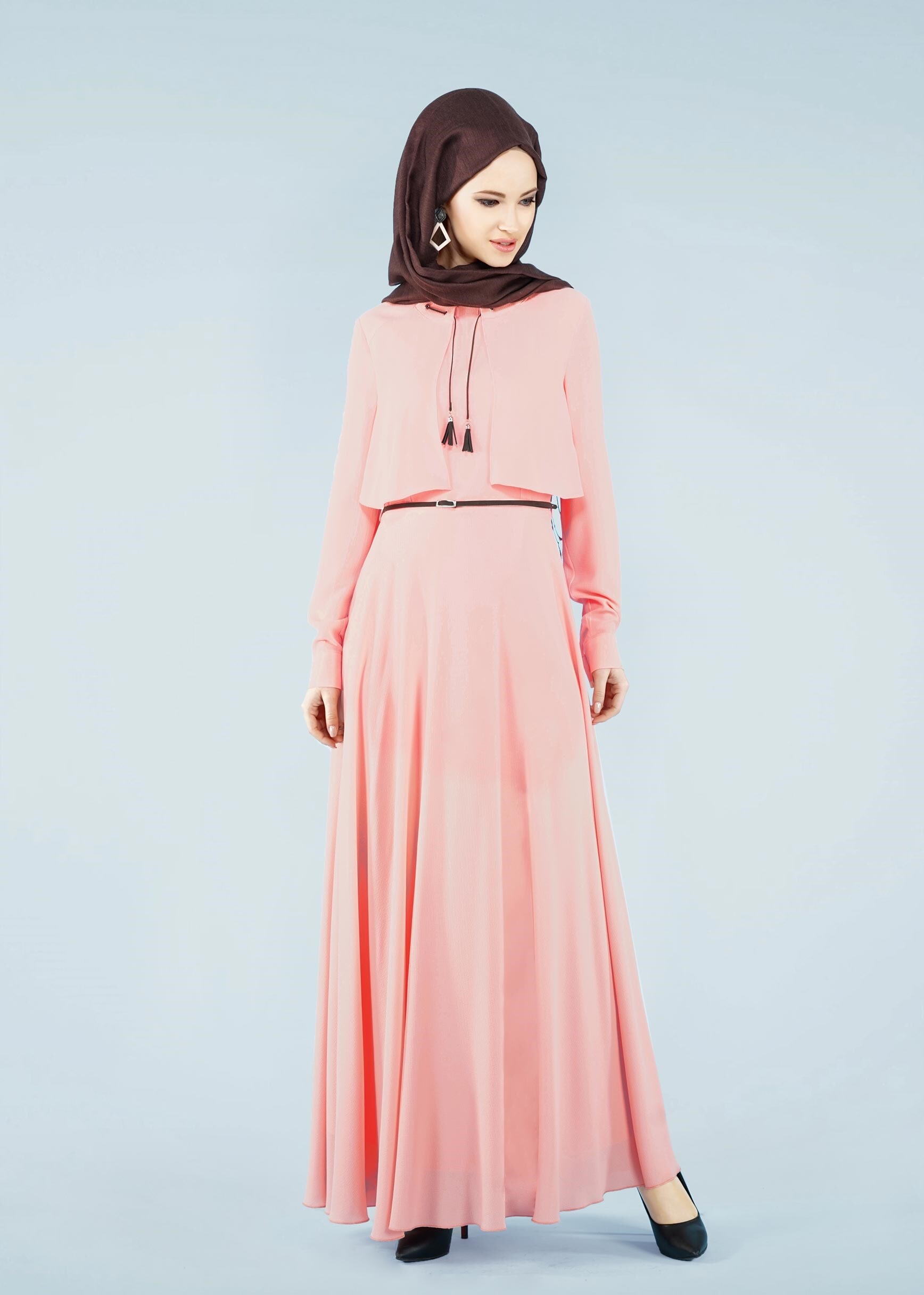 Tesettür giyim PUDRA 4124 NİŞANTAŞI ELBİSE 36/42(38-40) TEK42