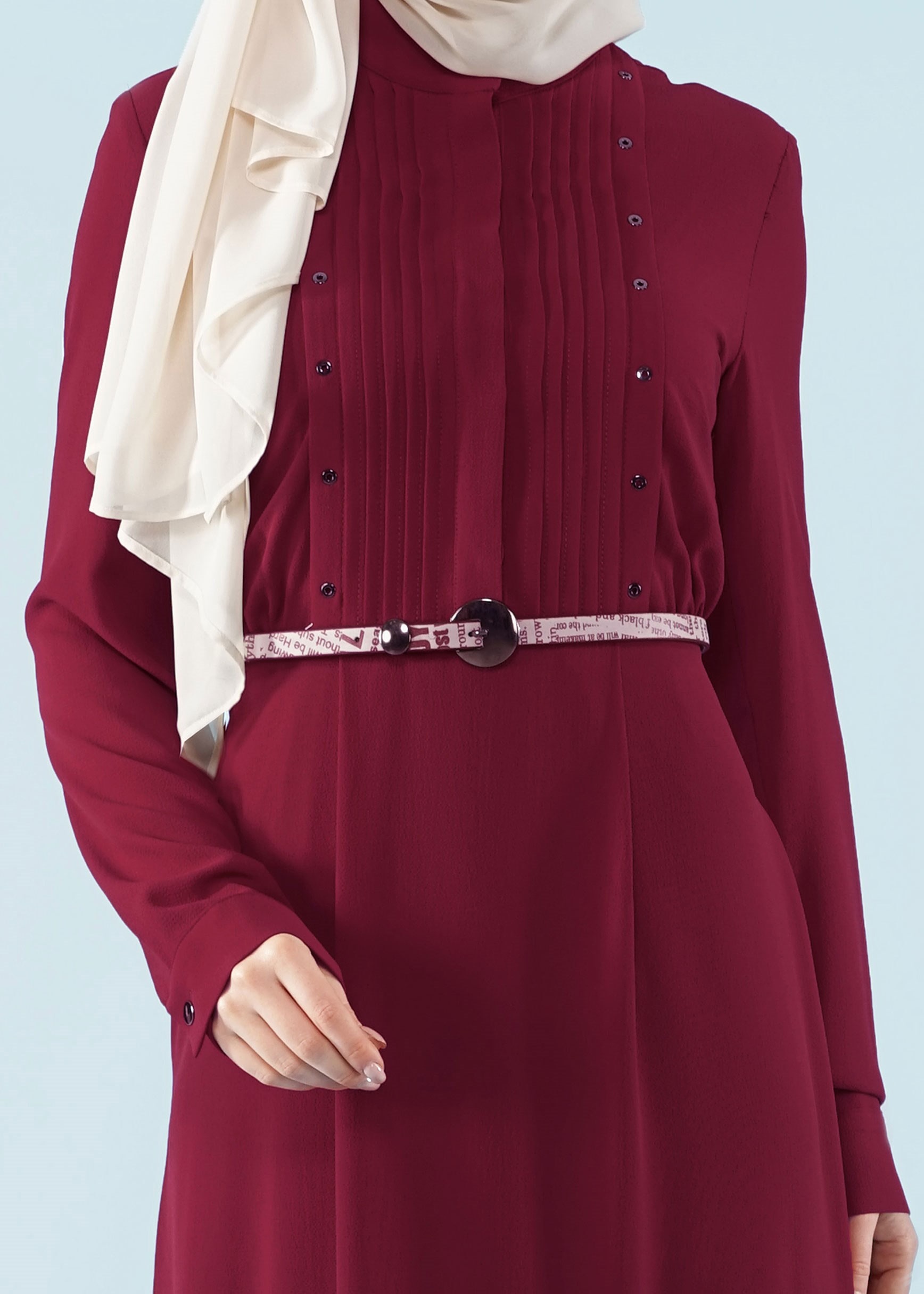 Tesettür giyim BORDO 4144 NİŞANTAŞI ELBİSE 38/44 TEK38