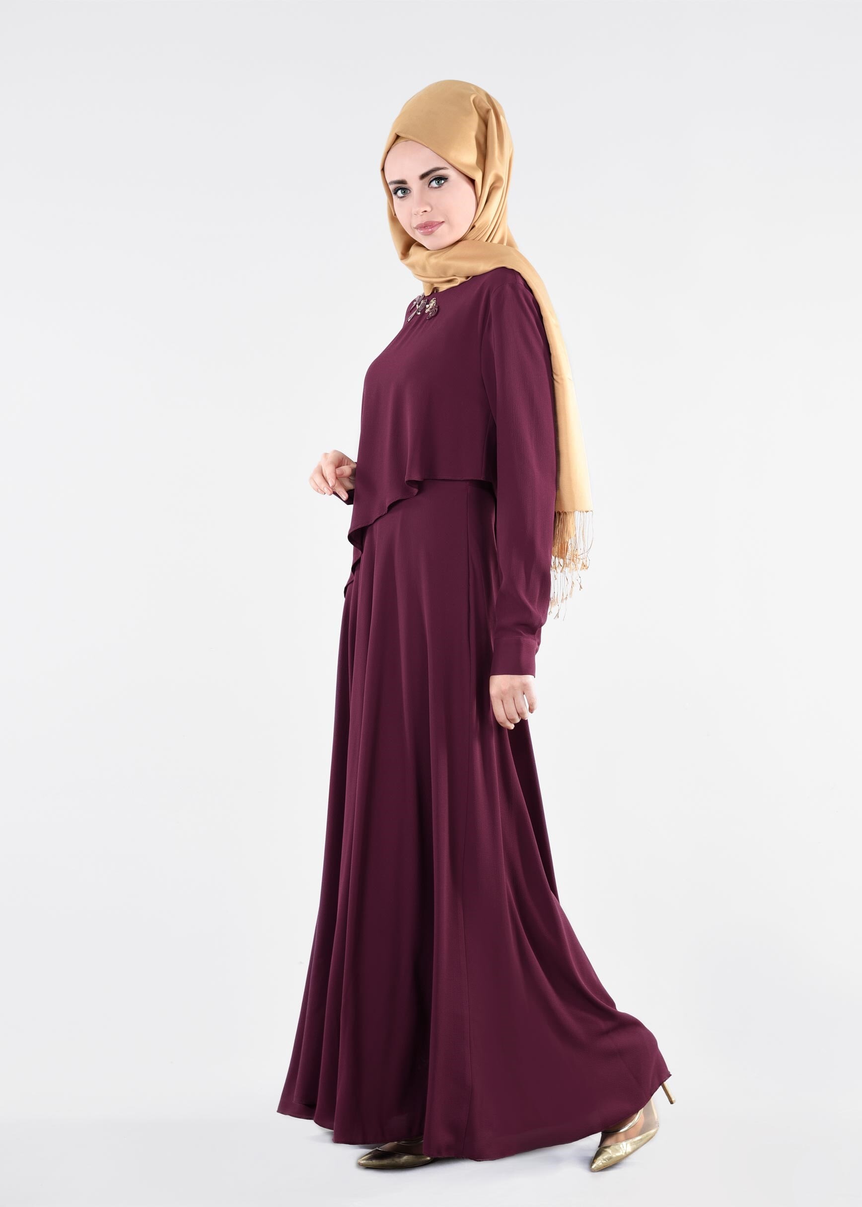 Tesettür giyim MÜRDÜM 4161 NİŞANTAŞI ELBİSE 38/44 TEK40