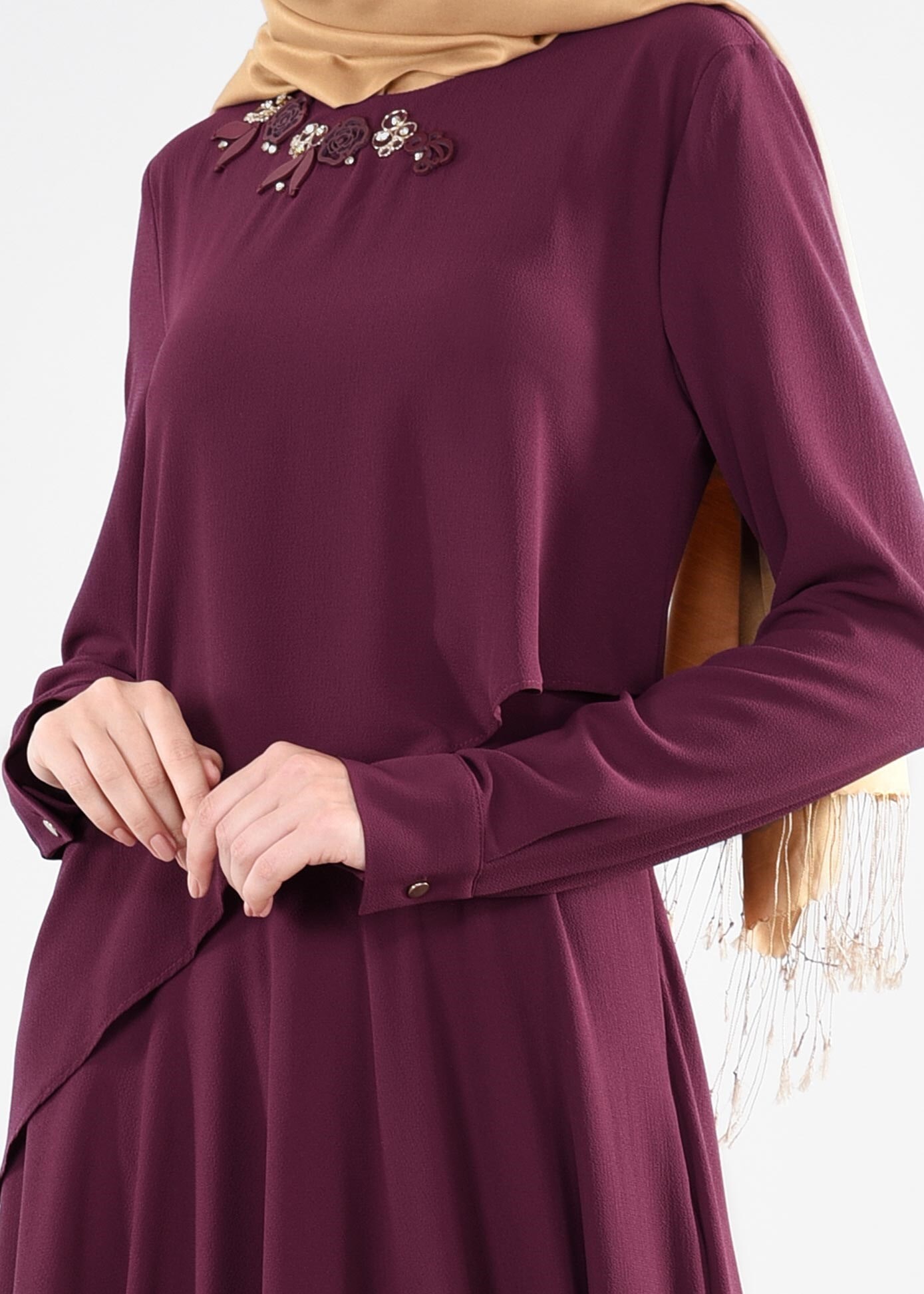 Tesettür giyim MÜRDÜM 4161 NİŞANTAŞI ELBİSE 38/44 TEK40