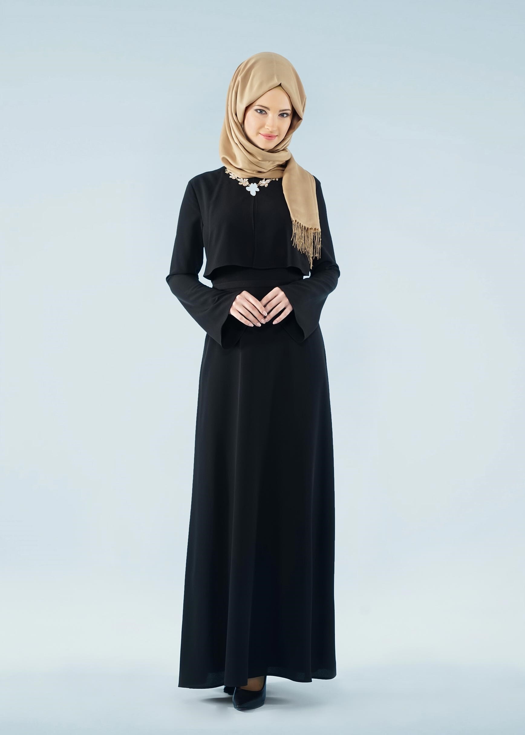 Tesettür giyim SİYAH 4162 CRİSS ELBİSE 38/44(38-40) TEK36