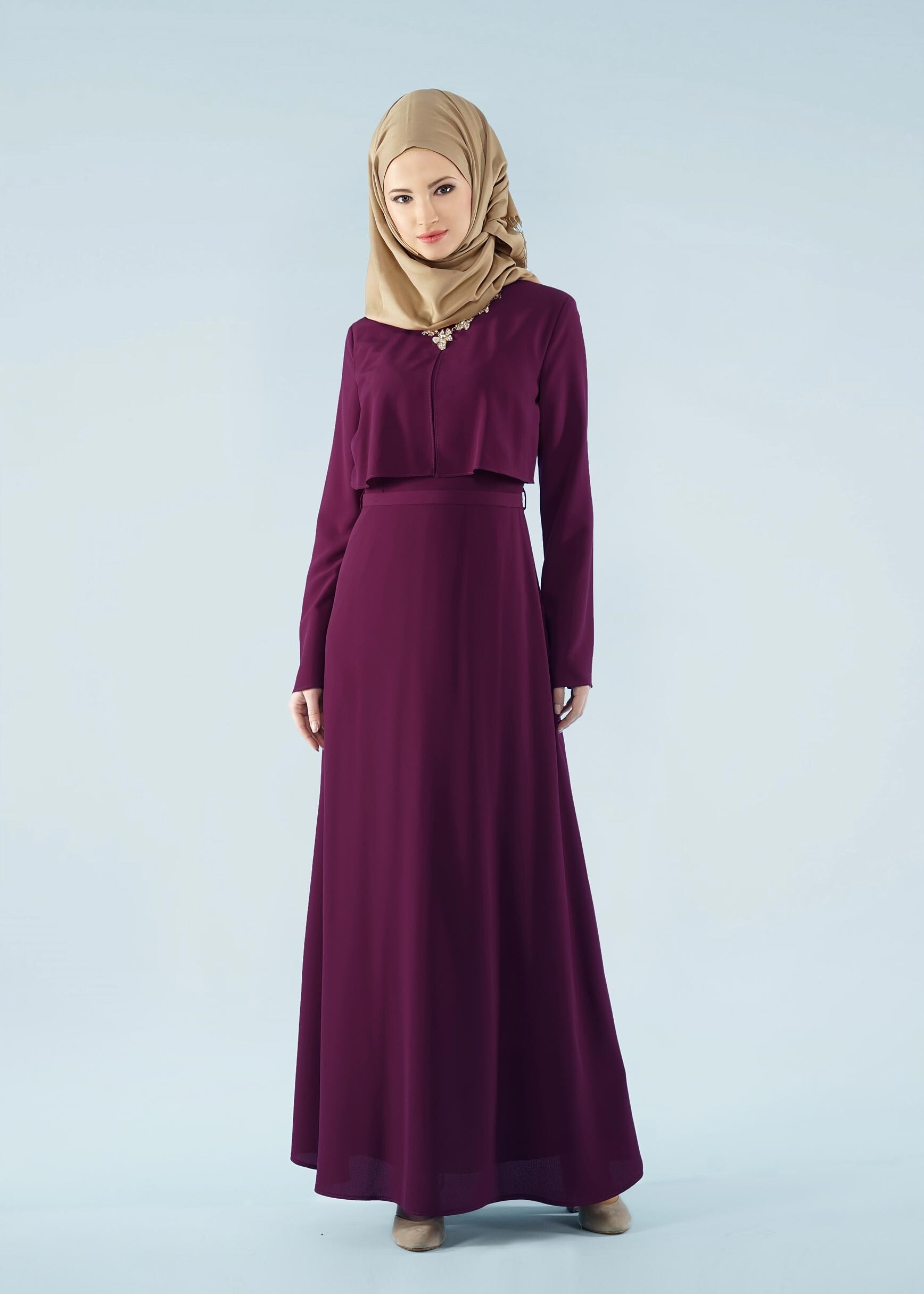 Tesettür giyim BORDO 4162 CRİSS ELBİSE 38/44(38-40) TEK36