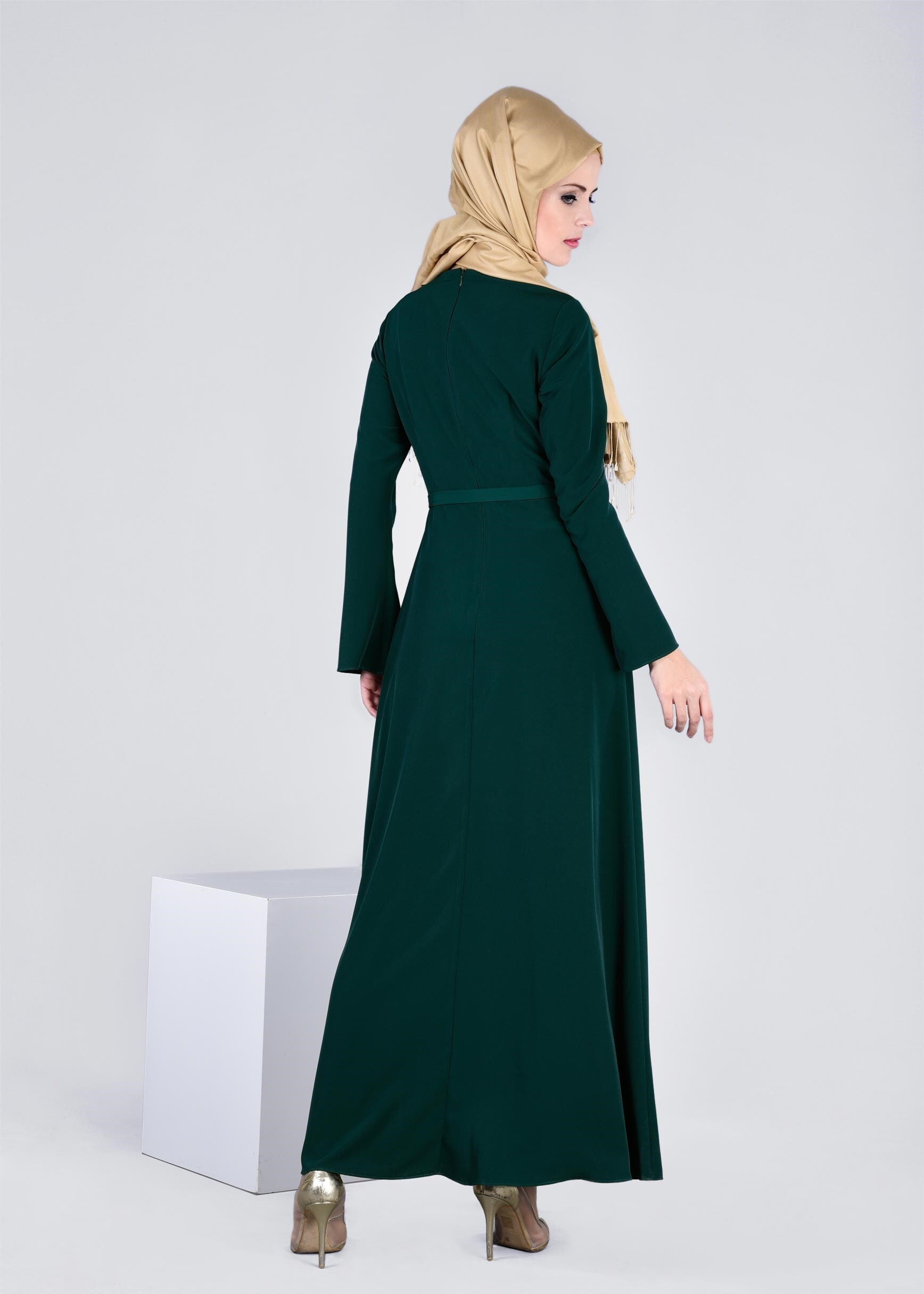 Tesettür giyim YEŞİL 4162 CRİSS ELBİSE 38/44(38-40) TEK36