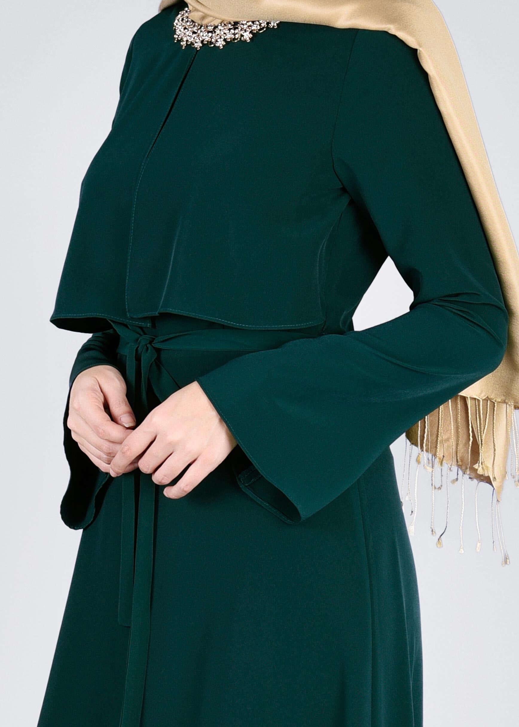 Tesettür giyim YEŞİL 4162 CRİSS ELBİSE 38/44(38-40) TEK36