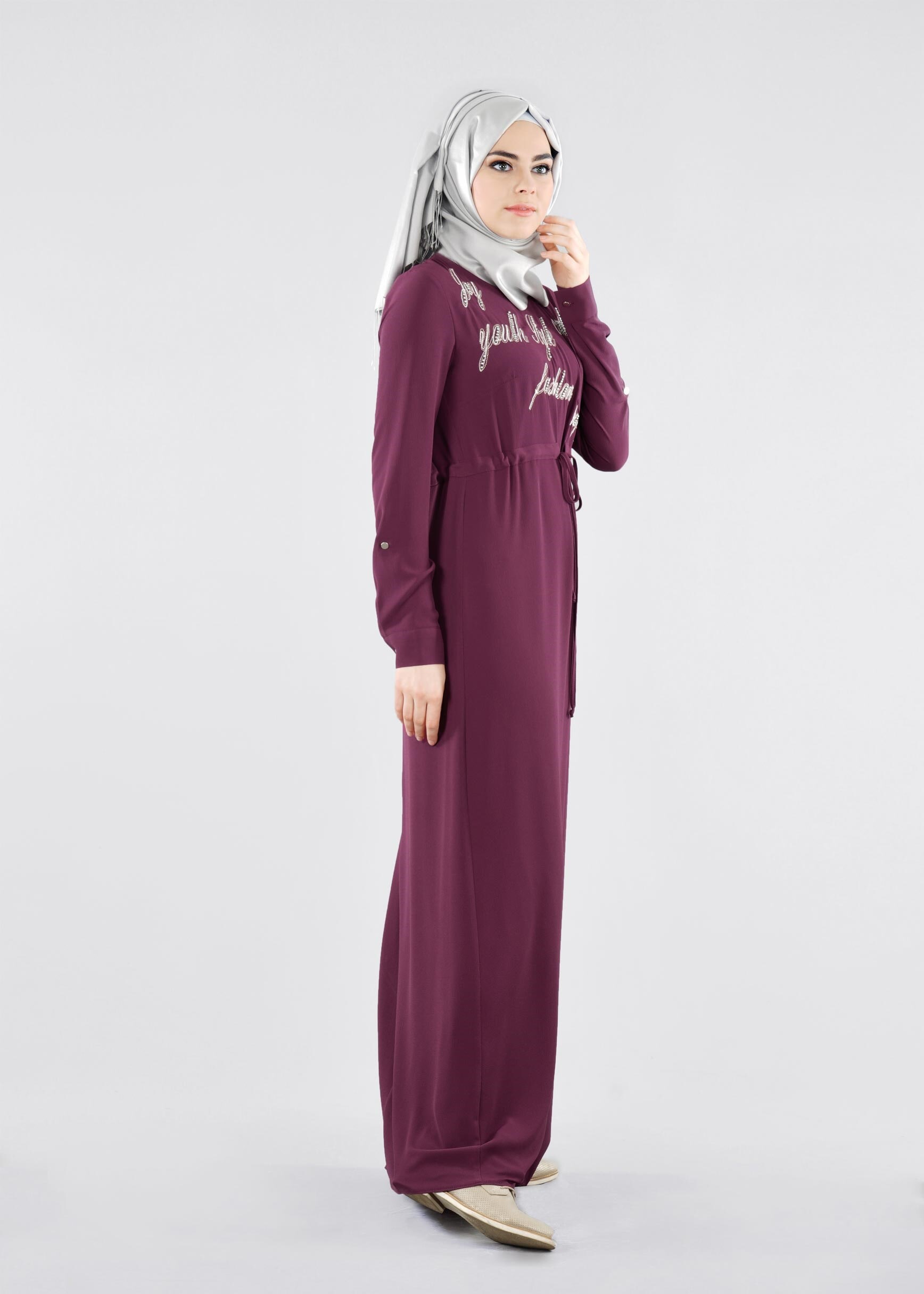 Tesettür giyim MÜRDÜM 4163 NİŞANTAŞI TESETTÜR ELBİSE 36/44(38-40) TEK42