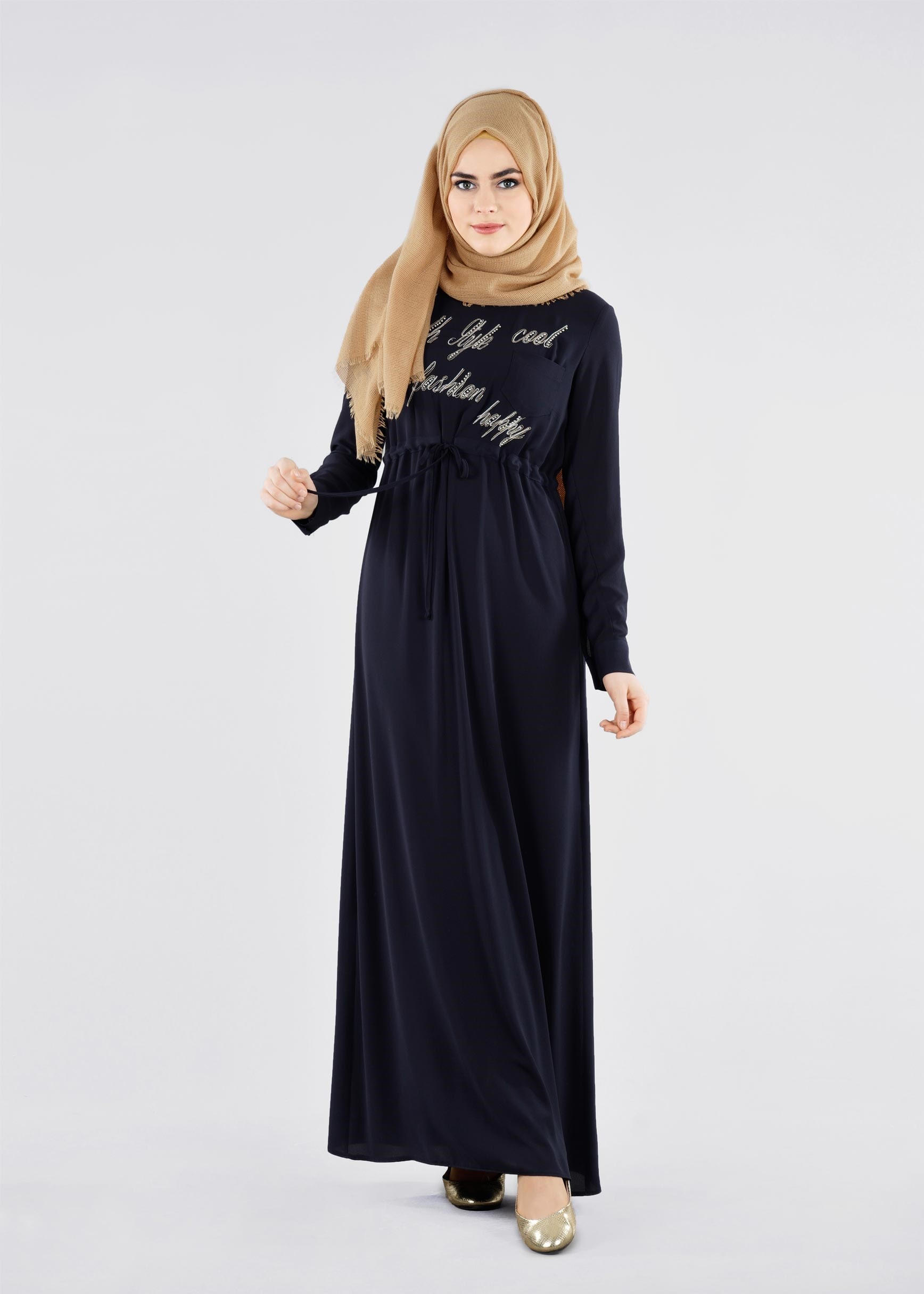 Tesettür giyim LACİVERT 4163 NİŞANTAŞI TESETTÜR ELBİSE 36/44(38-40) TEK42