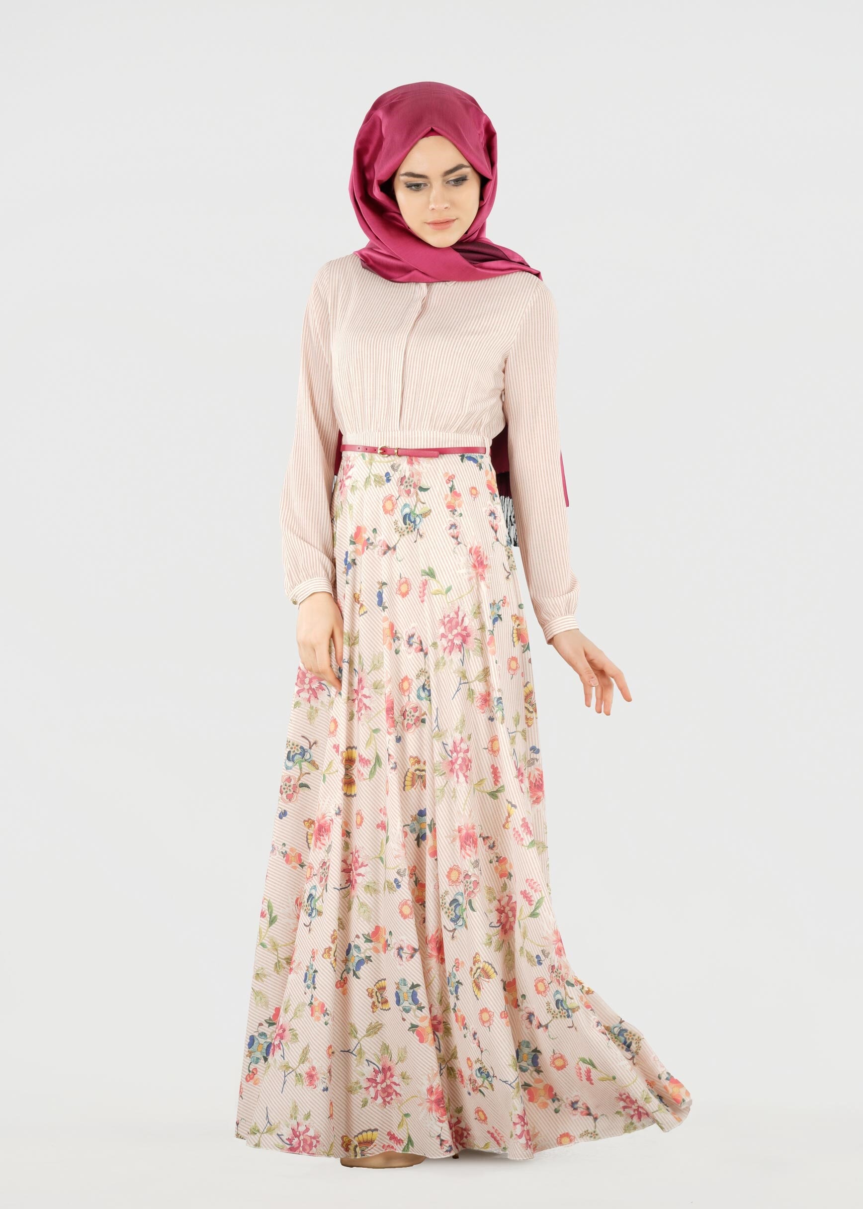 Tesettür giyim PUDRA 4164 CAPRİ 11452 TESETTÜR ELBİSE 38/44 TEK40