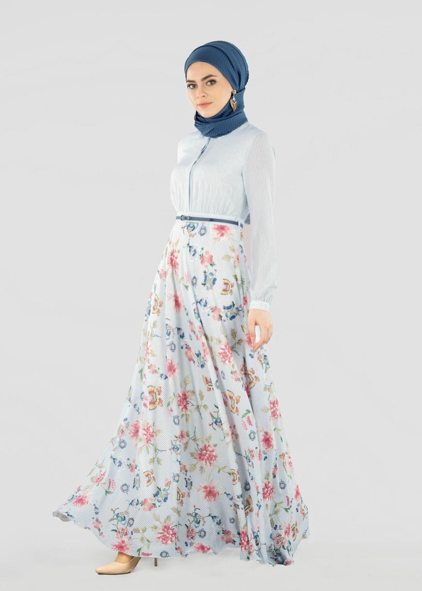 Tesettür giyim MAVİ 4164 CAPRİ 11452 TESETTÜR ELBİSE 38/44 TEK40