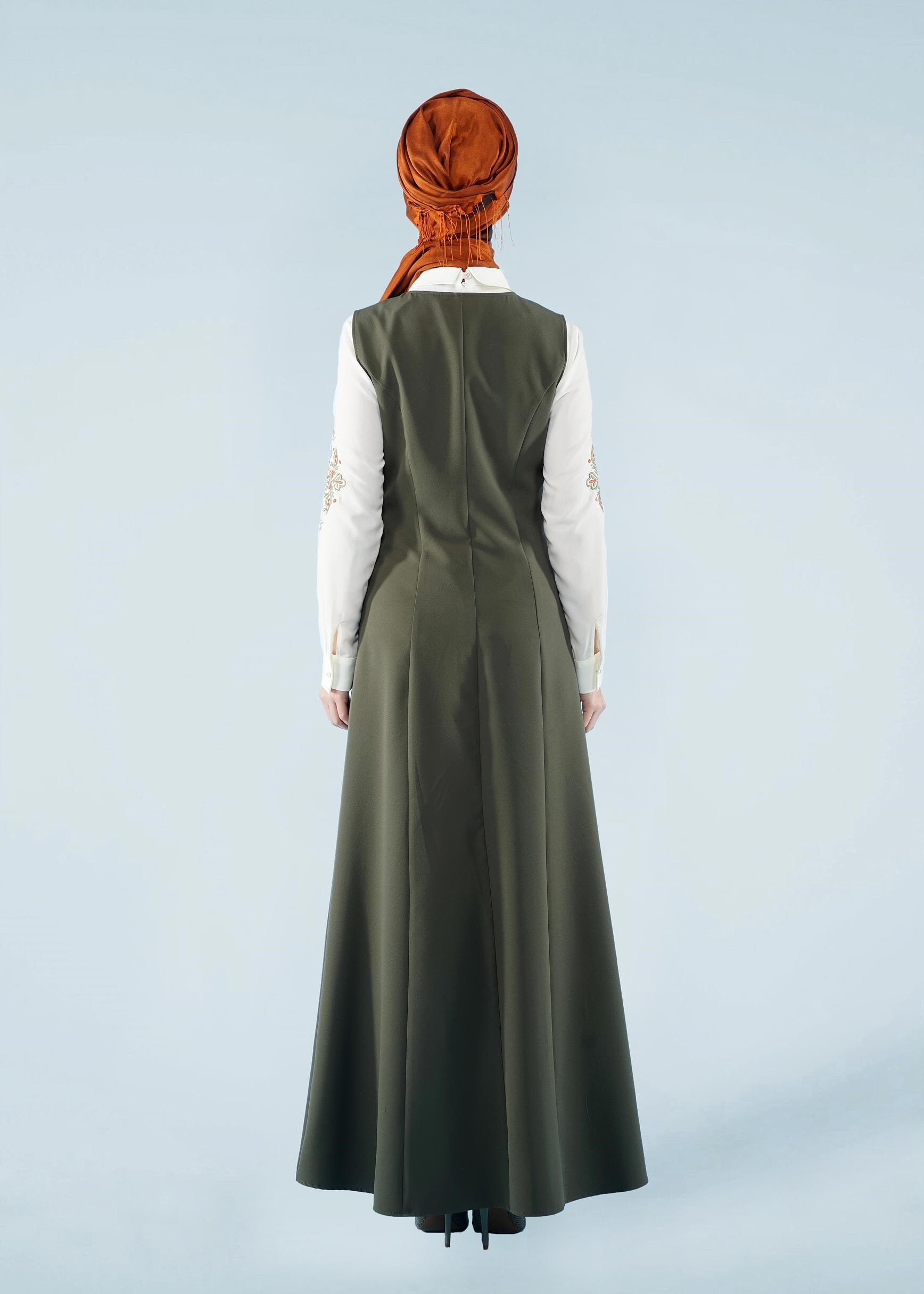 Tesettür giyim HAKİ 4192 ZADE 2&prime;Lİ ELBİSE 38/44 TEK40