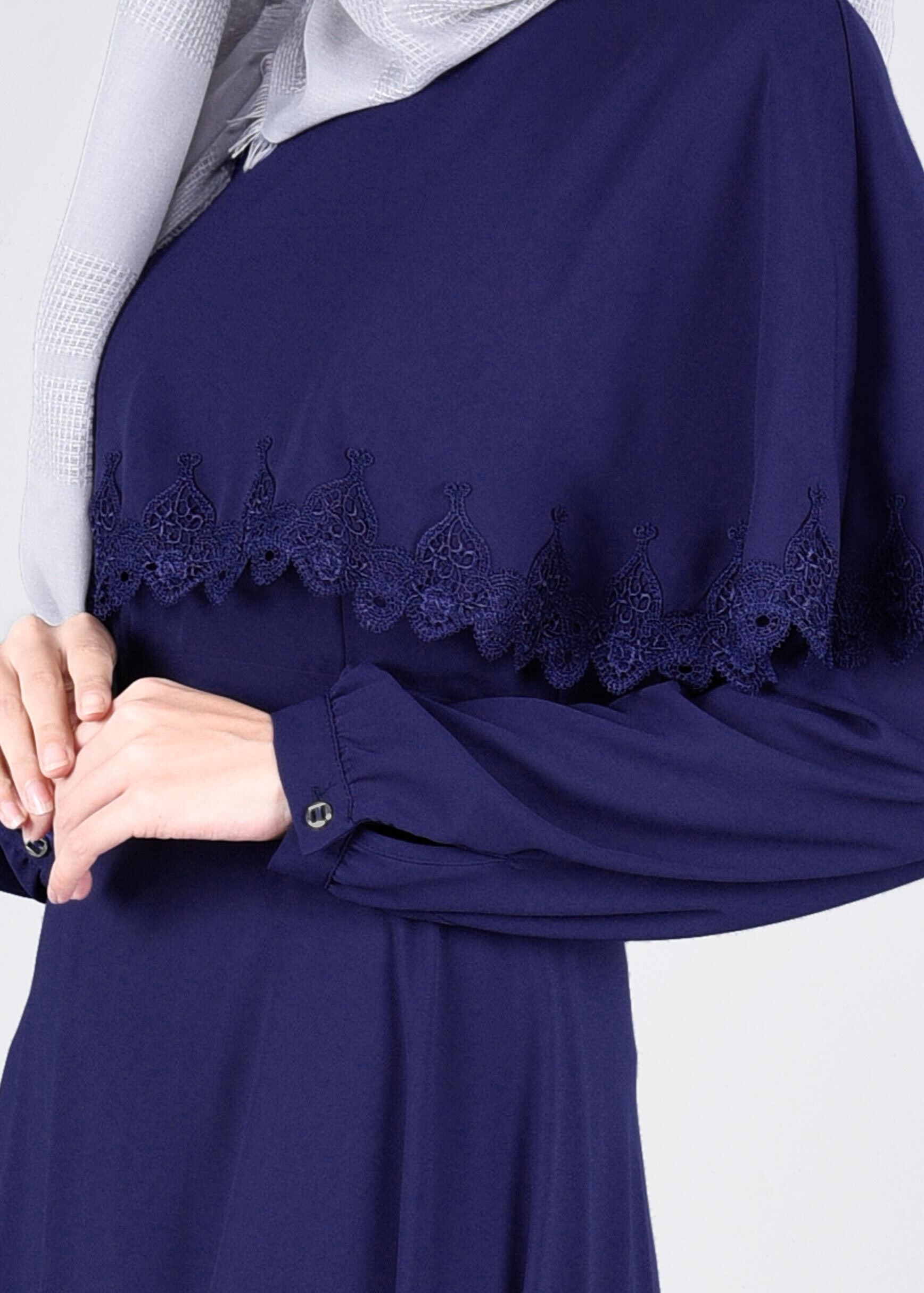 Tesettür giyim LACİVERT 4193 ESİNTİ ELBİSE 38/44 TEK40