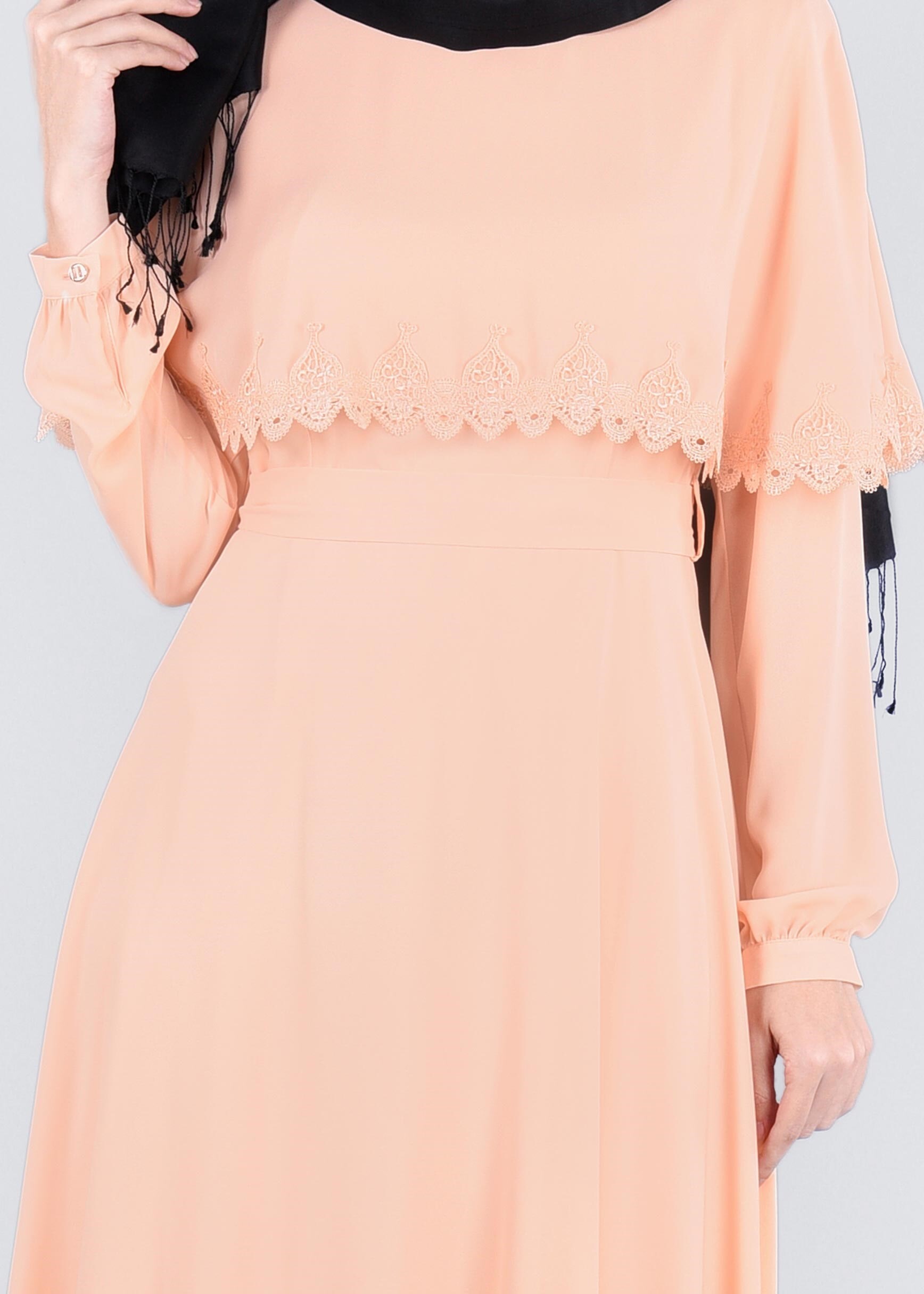 Tesettür giyim PUDRA 4193 ESİNTİ ELBİSE 38/44 TEK40