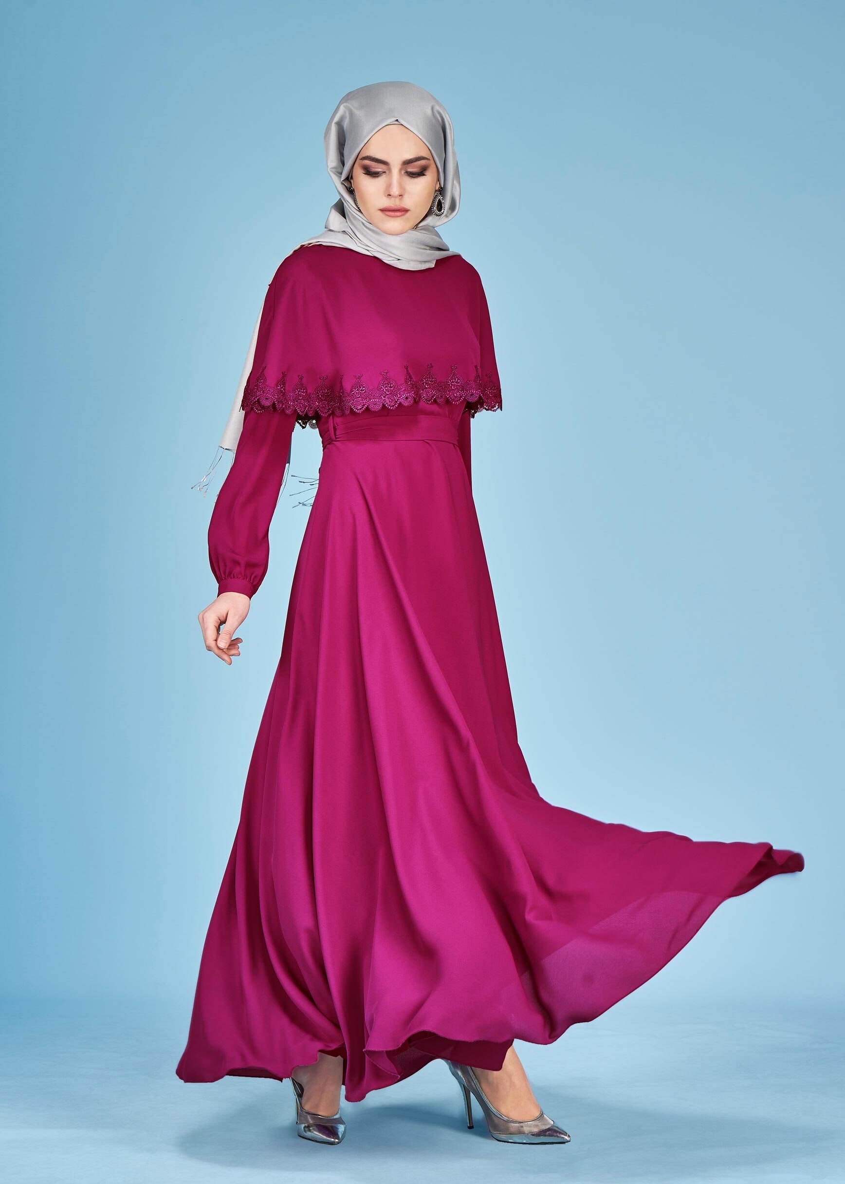 Tesettür giyim MOR 4193 ESİNTİ ELBİSE 38/44 TEK40