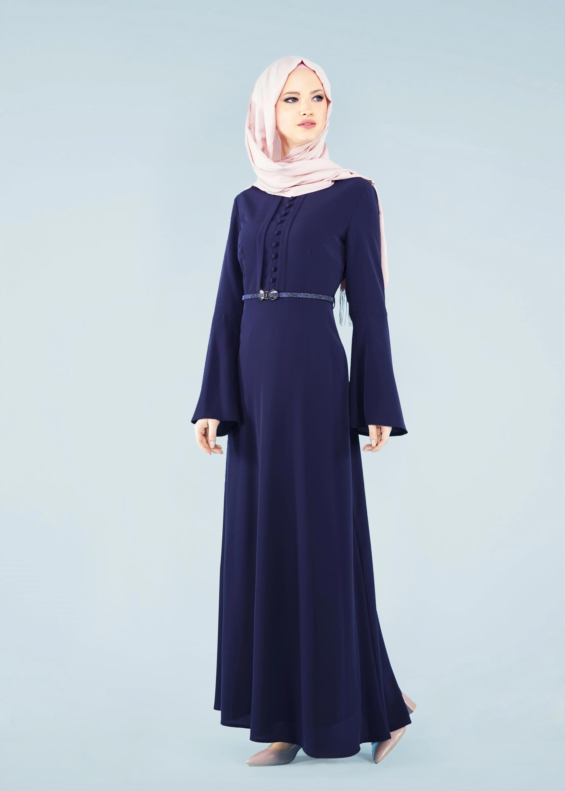 Tesettür giyim LACİVERT 4197 CRİSS ELBİSE 38/46 TEK40