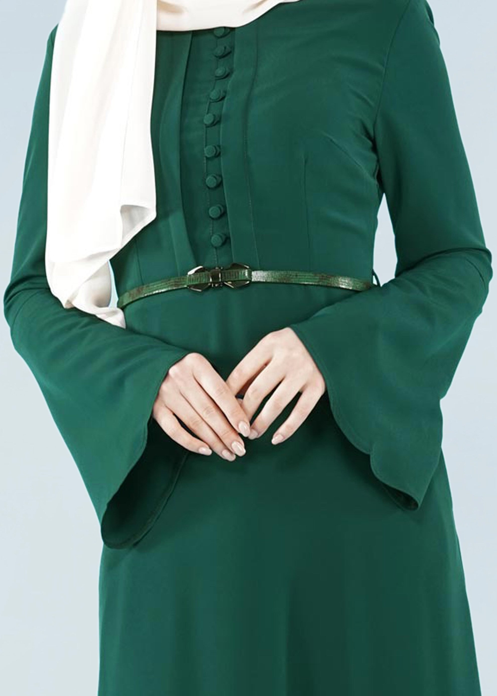 Tesettür giyim YEŞİL 4197 CRİSS ELBİSE 38/46 TEK40