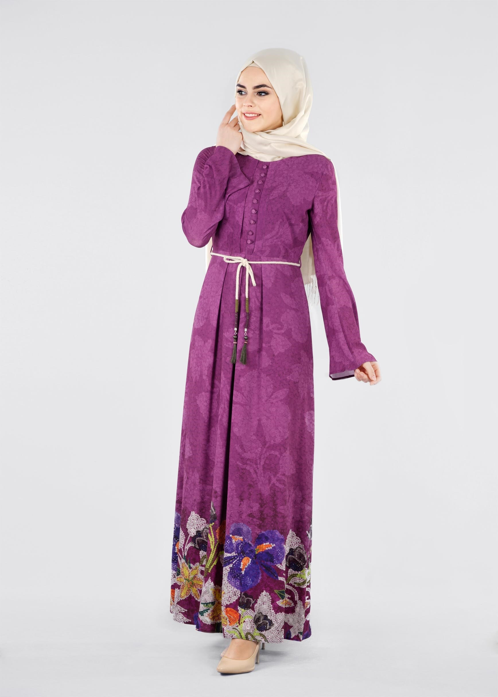 Tesettür giyim MOR 4198 KOBE 20142 TESETTÜR ELBİSE 38/46 TEK40