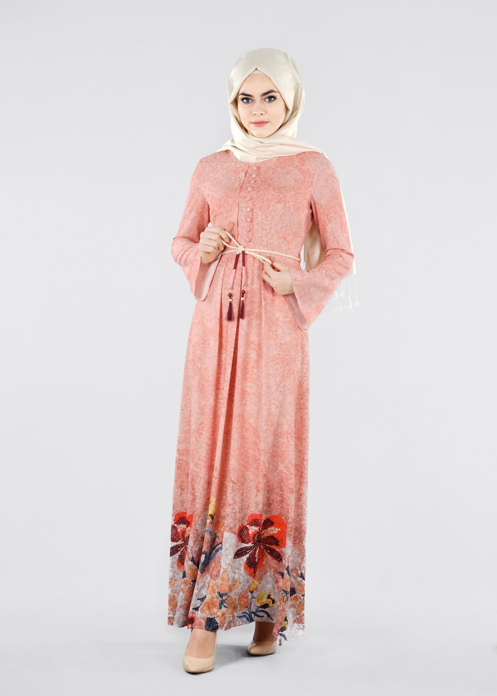 Tesettür giyim PUDRA 4198 KOBE 20142 TESETTÜR ELBİSE 38/46 TEK40