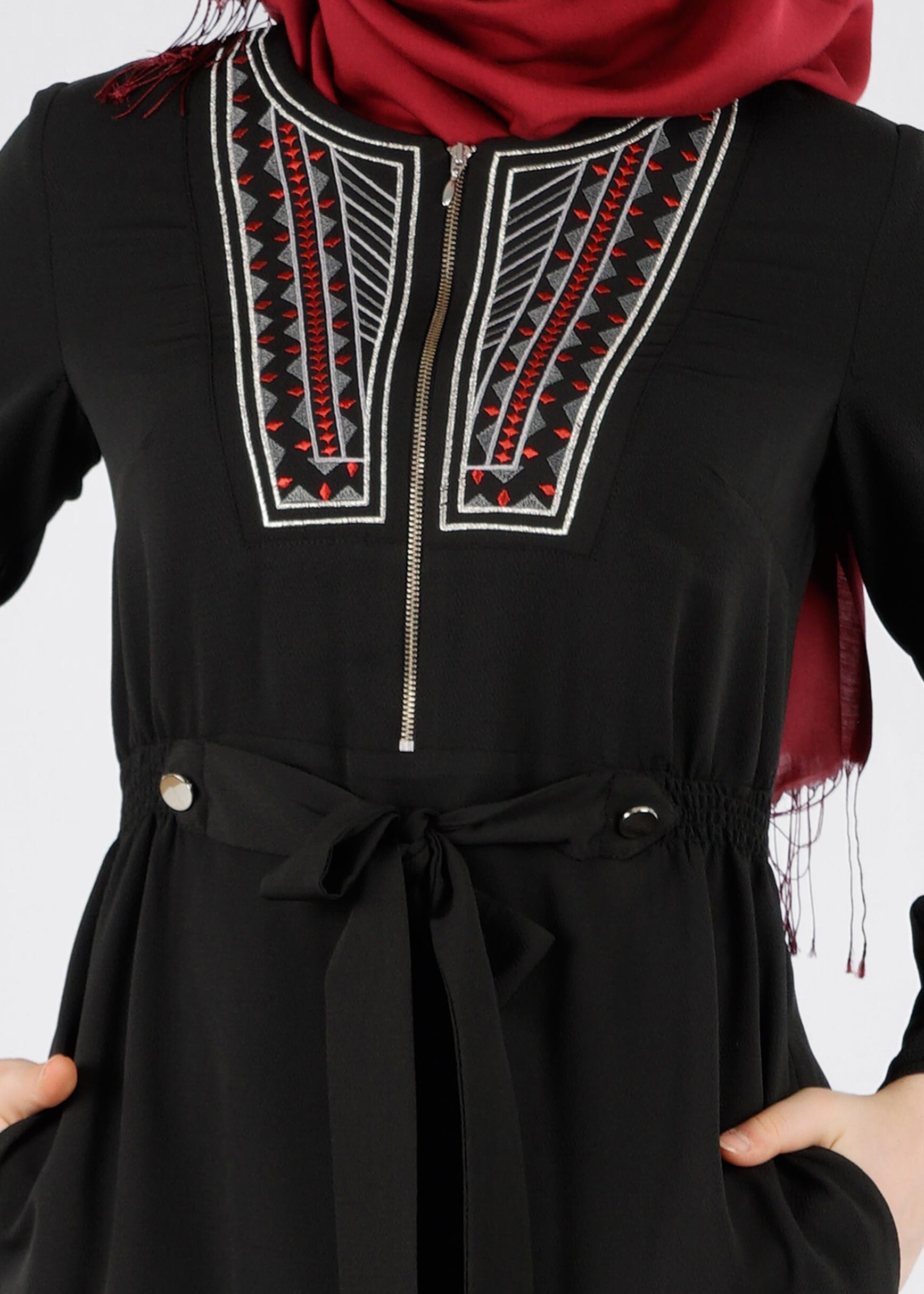 Tesettür giyim SİYAH 4199 SHERATON ELBİSE 38/44 TEK40